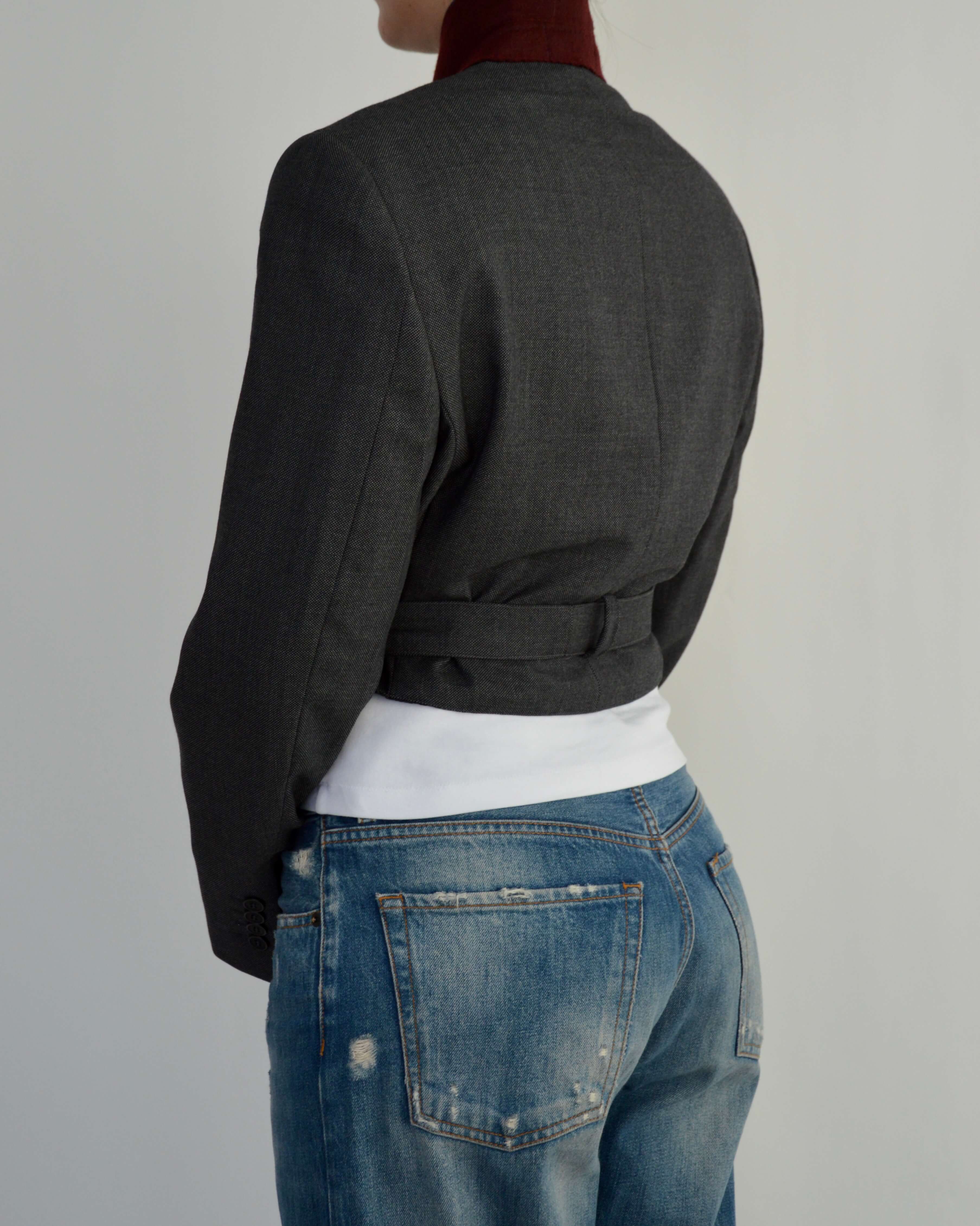 Tied-up Blazer - Burgundy Collar (S)