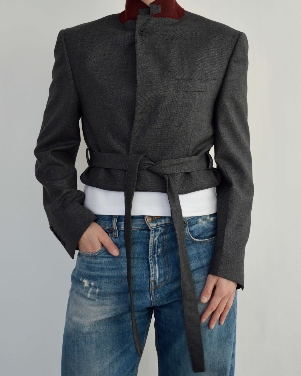 Tied-up Blazer - Burgundy Collar (S)