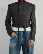 Tied-up Blazer - Burgundy Collar (S)