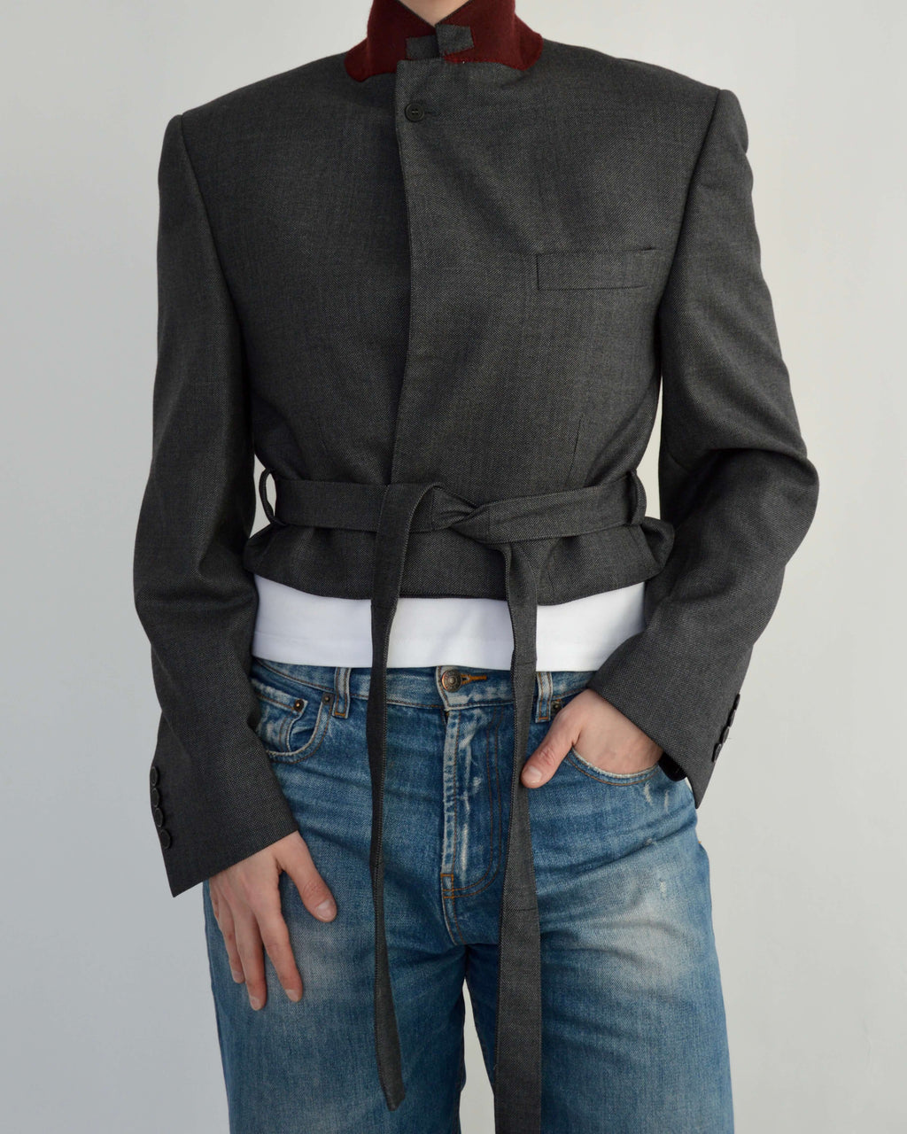 Tied-up Blazer - Burgundy Collar (S)