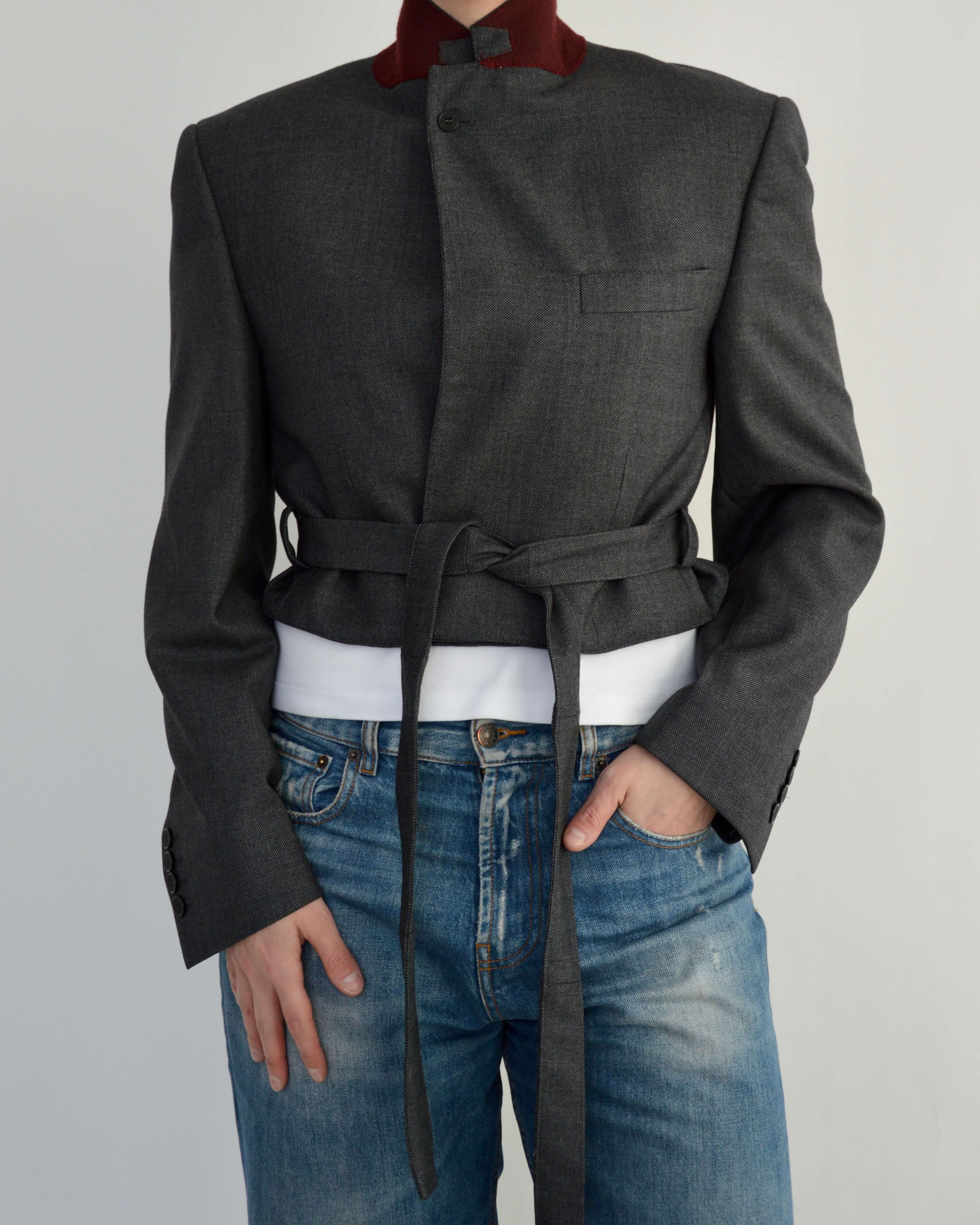 Tied-up Blazer - Burgundy Collar (S)