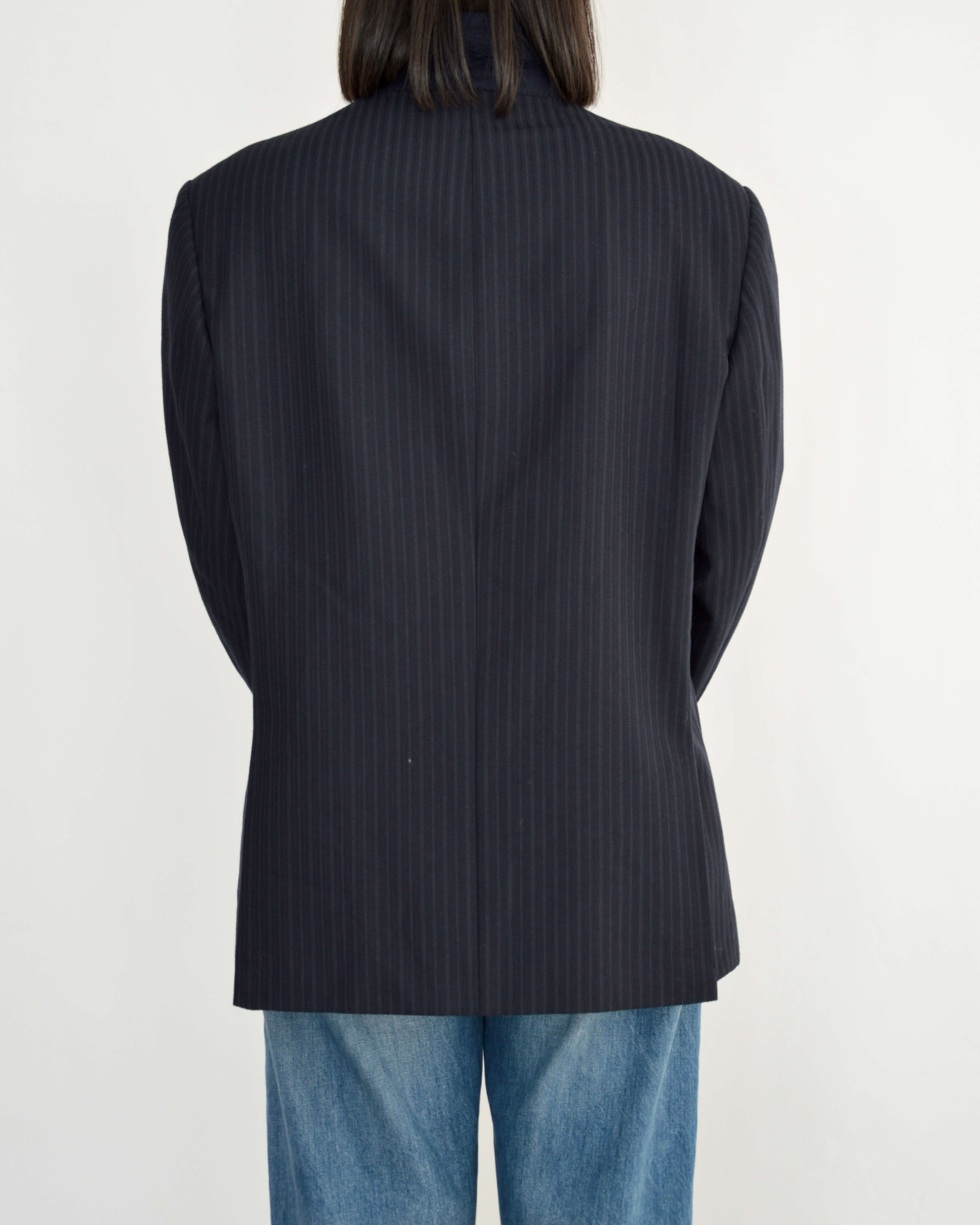 High Neck Blazer - Navy Stripped (XL)