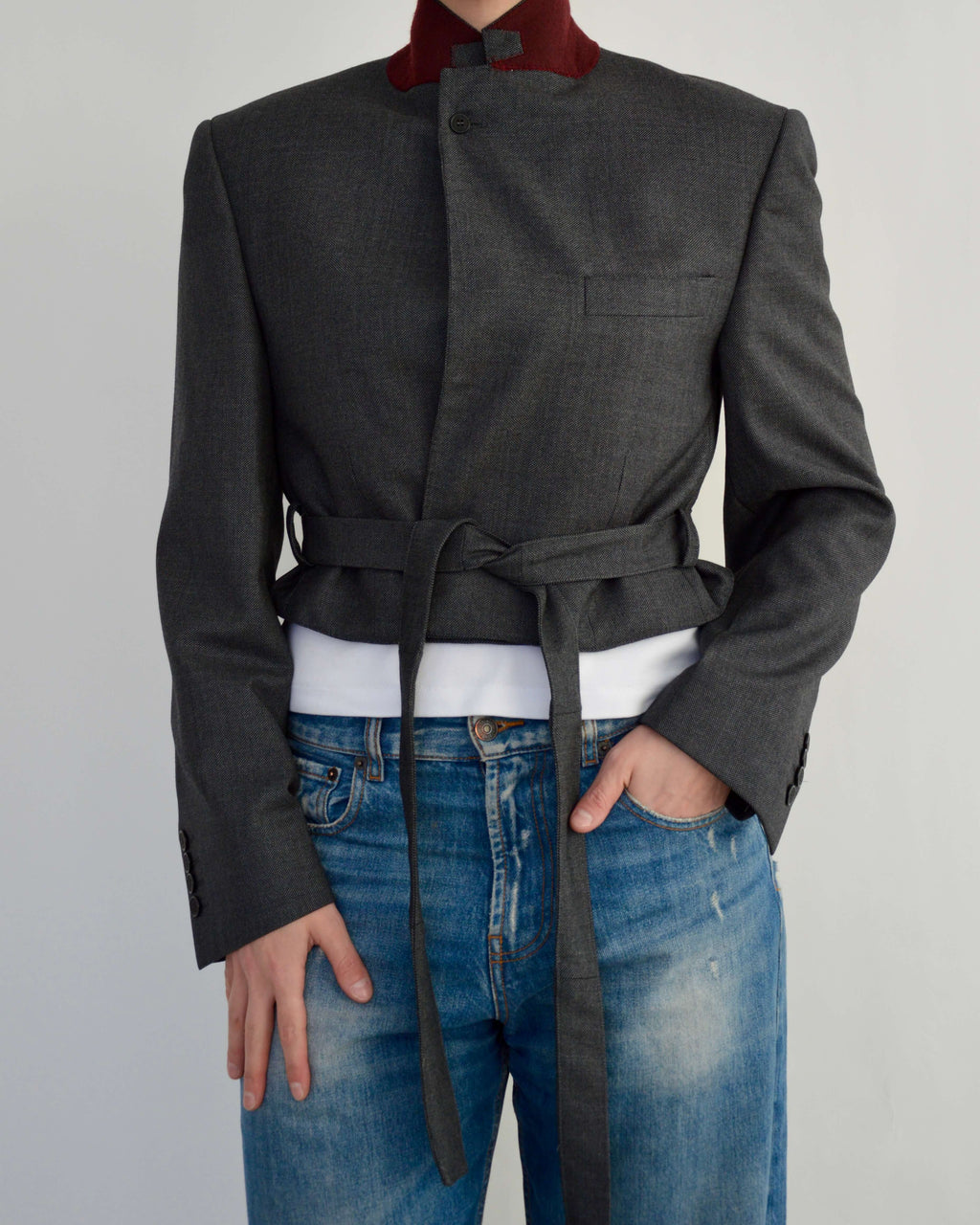 Tied-up Blazer - Burgundy Collar (S)