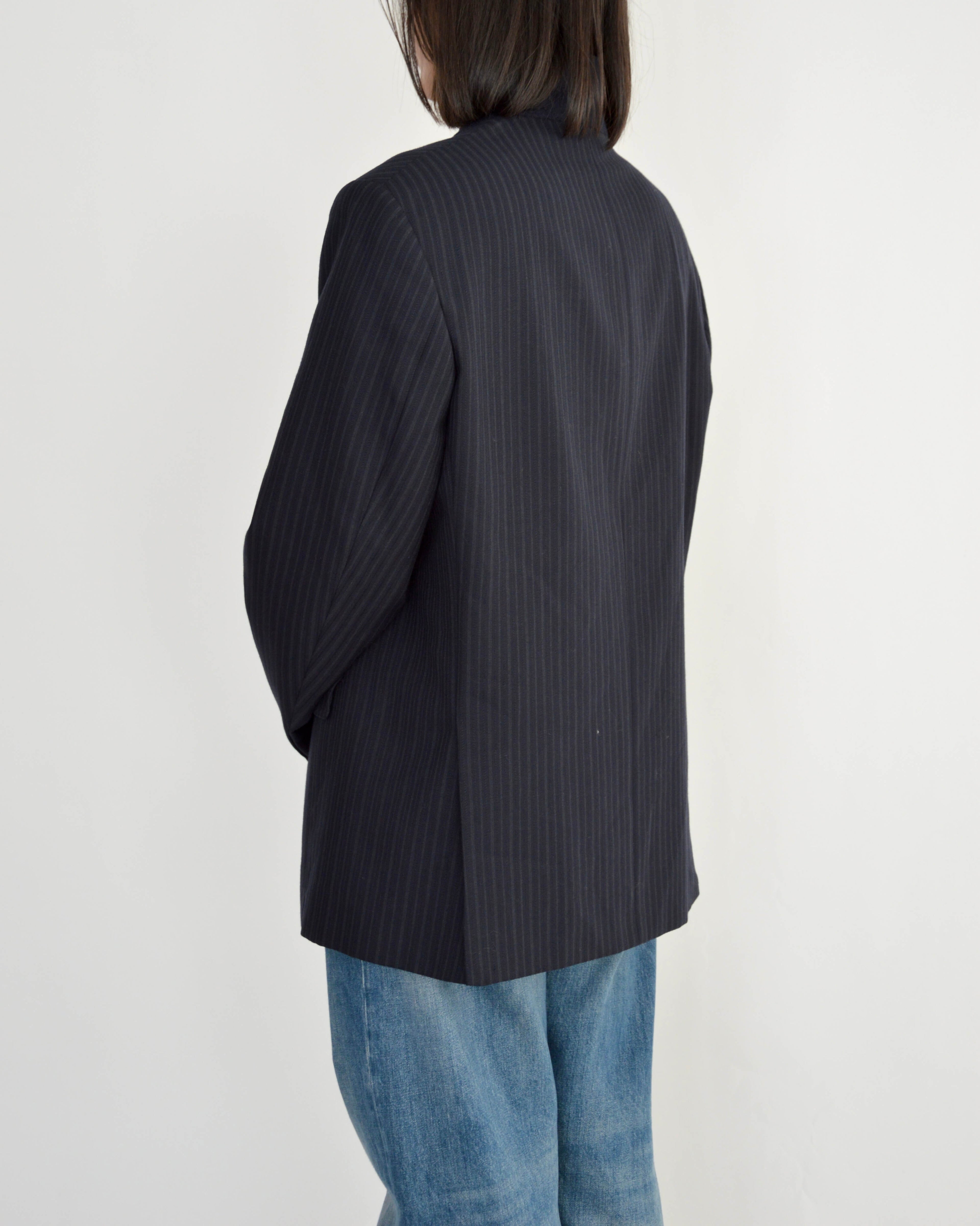High Neck Blazer - Navy Stripped (XL)