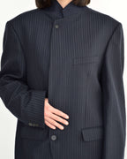 High Neck Blazer - Navy Stripped (XL)