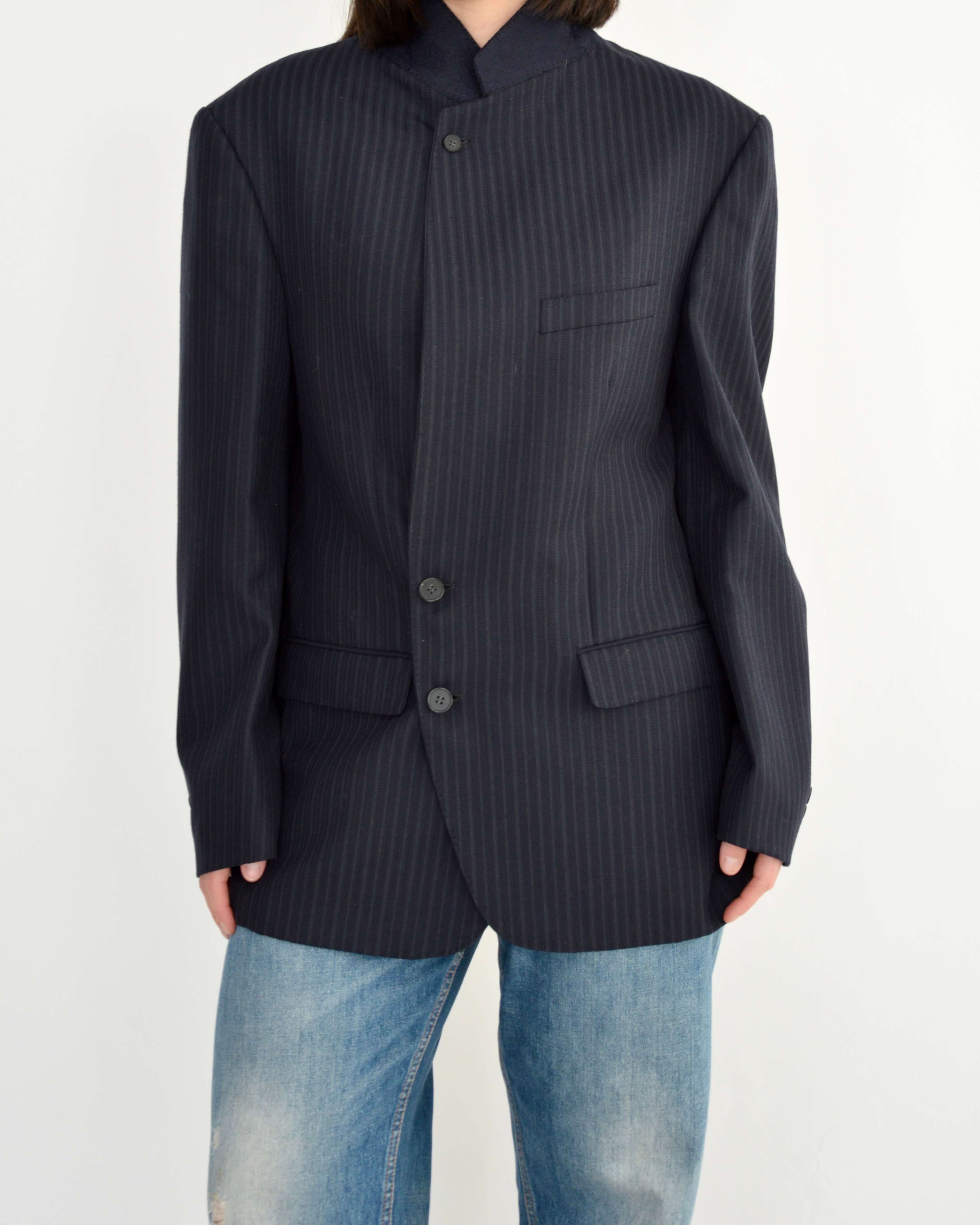 High Neck Blazer - Navy Stripped (XL)