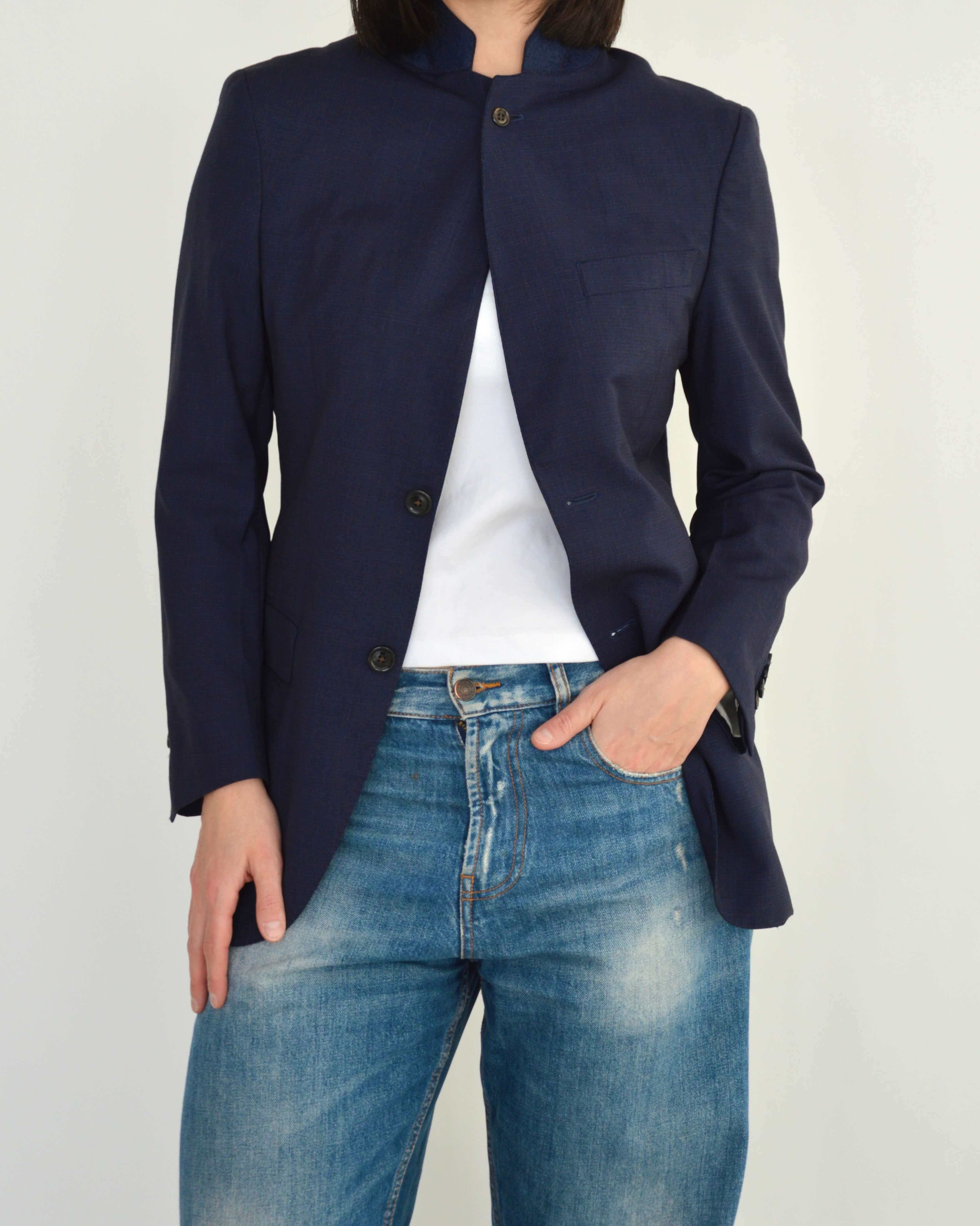 High Neck Blazer - Carolina Herrera Navy (XS)