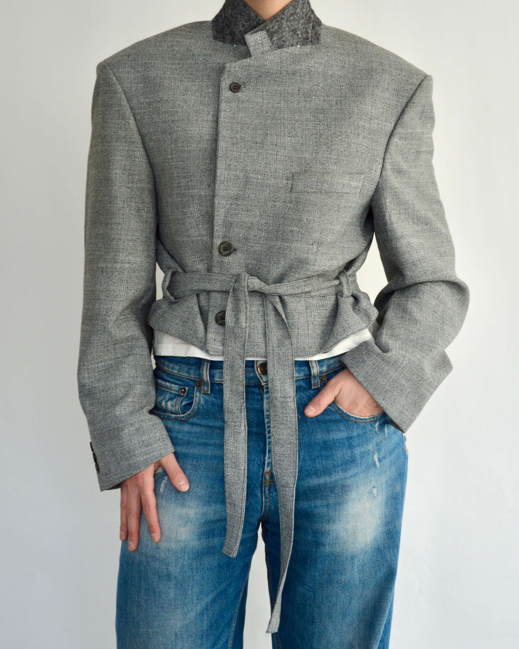 Tied-up Blazer - Light Blue (L)