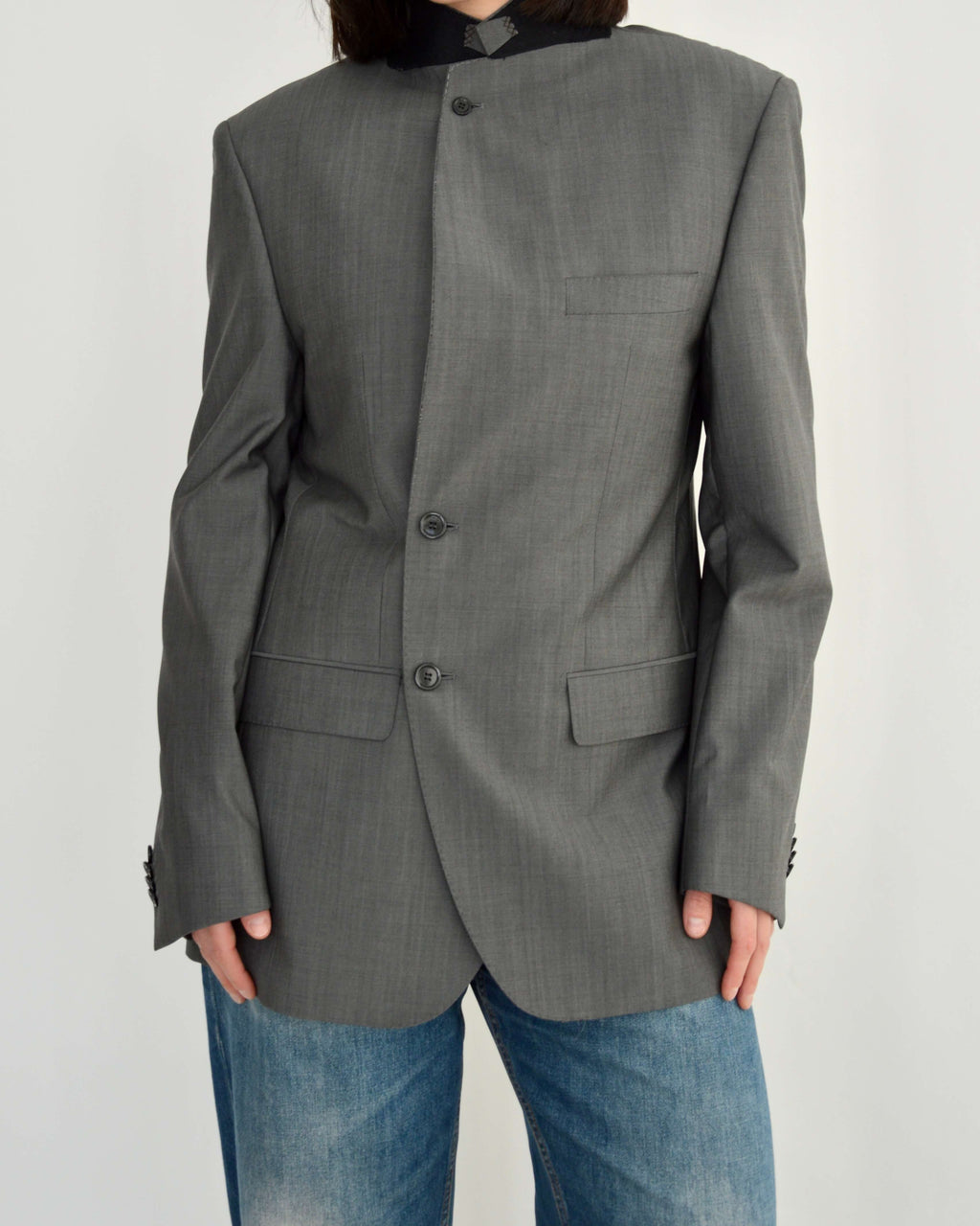 High Neck Blazer - Soft Grey (M)
