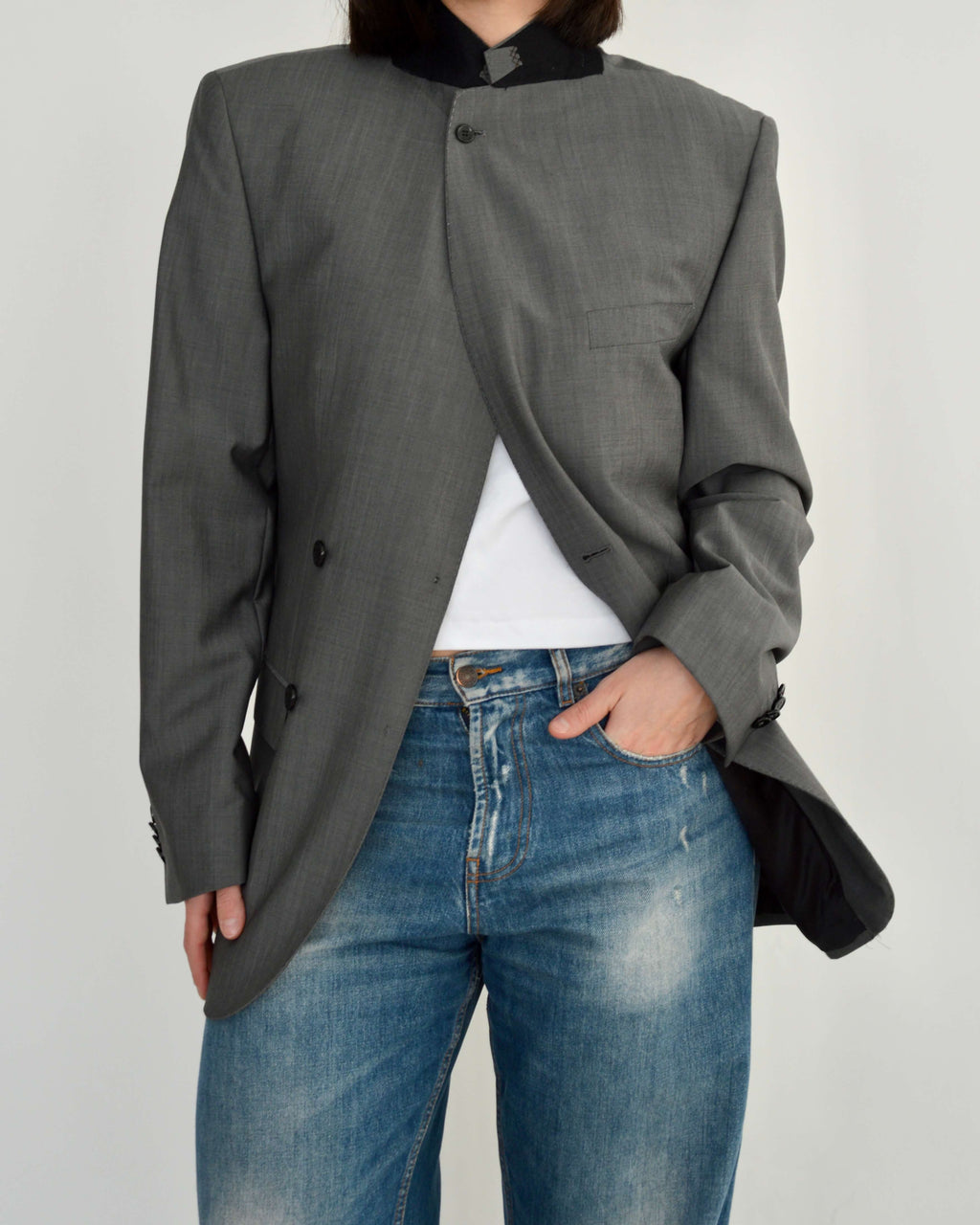 High Neck Blazer - Soft Grey (M)