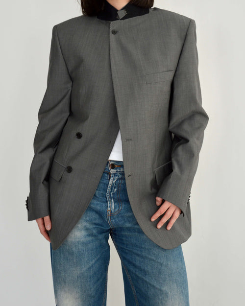 High Neck Blazer in Soft Grey