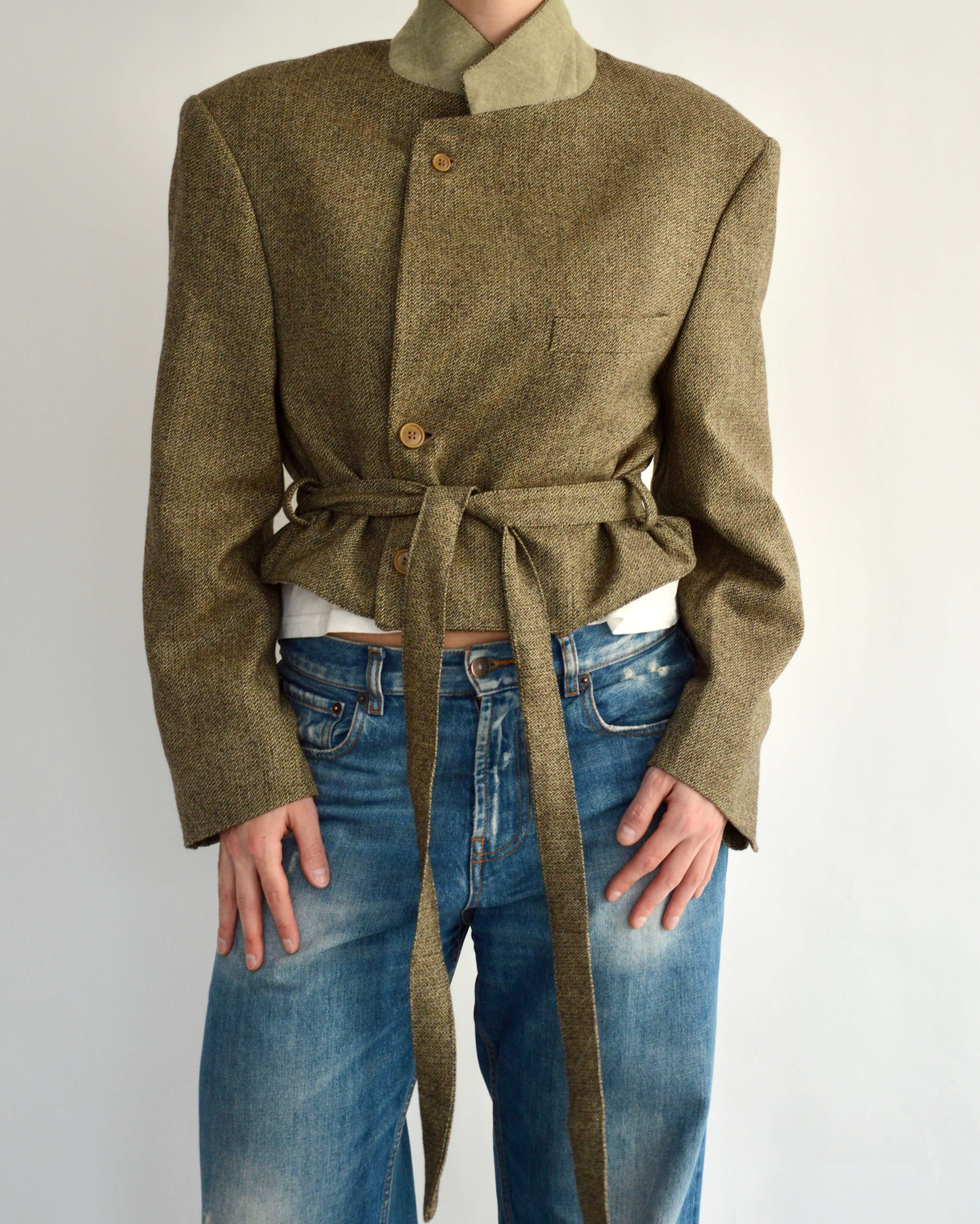 Tied-up Blazer - Textured Light Green (M)