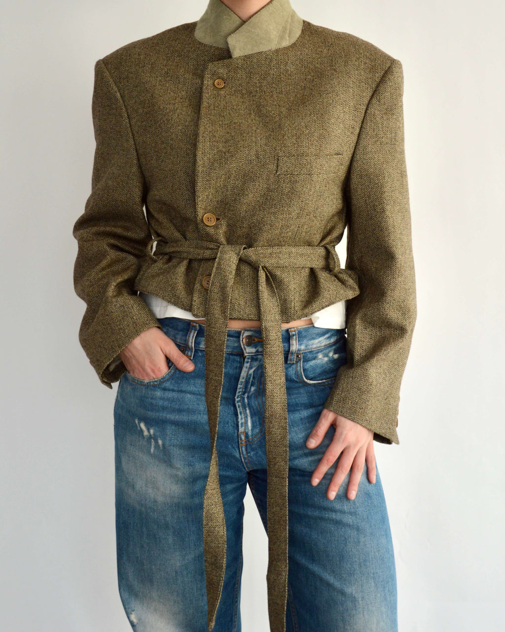 Tied-up Blazer - Textured Light Green (M)