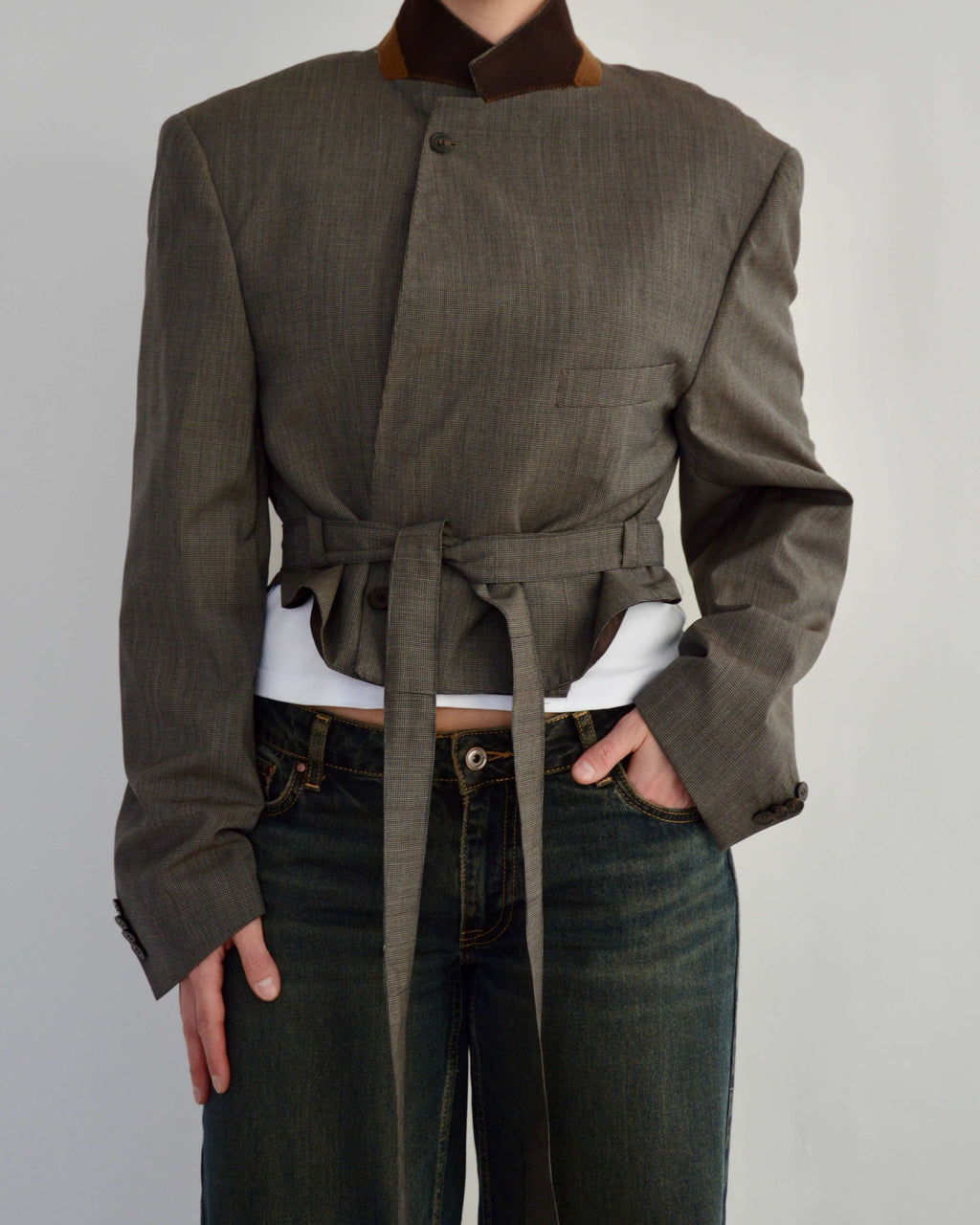 Tied-up Blazer - Brown Collar (M)