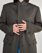 High Neck Blazer - Brown (L)