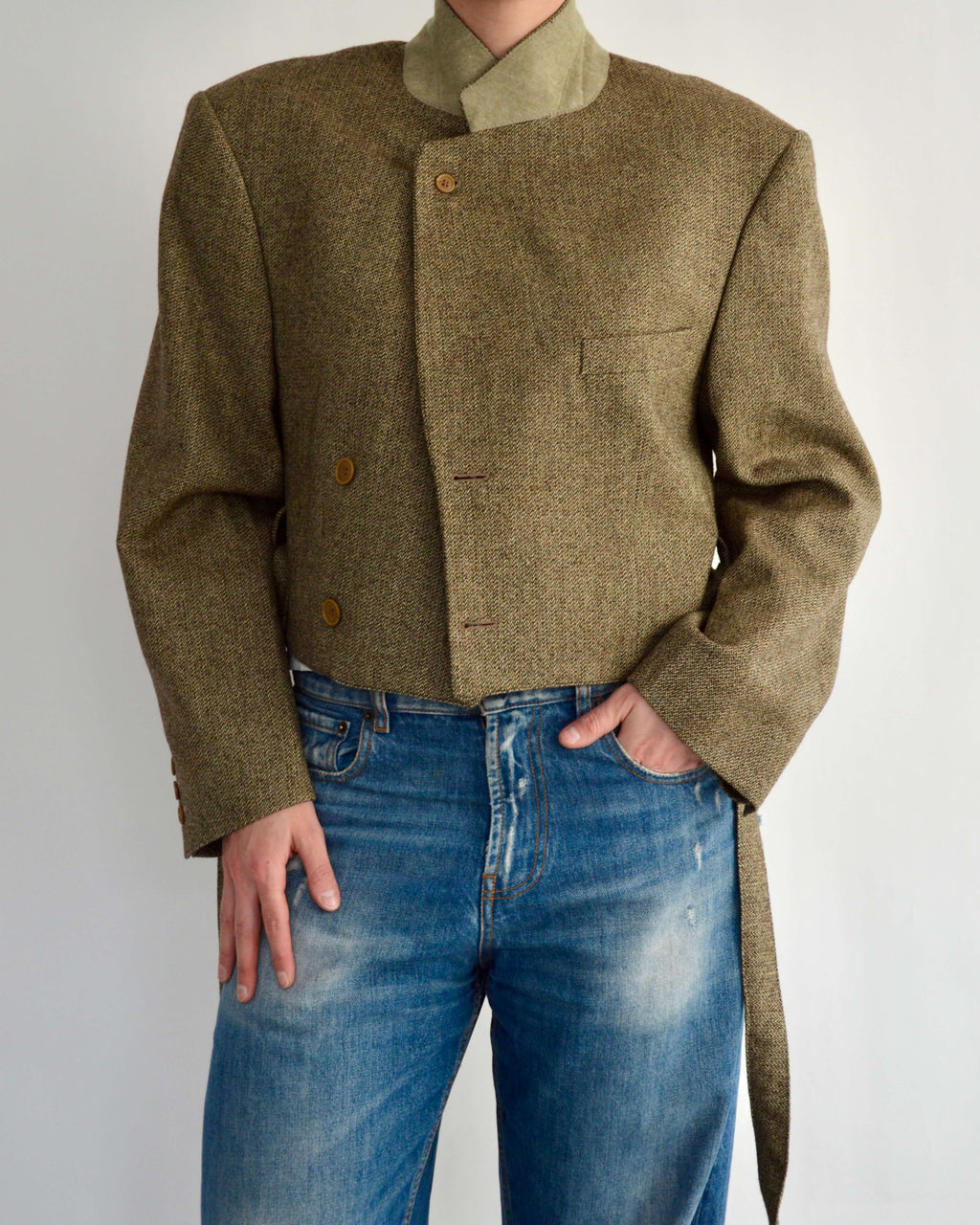 Tied-up Blazer - Textured Light Green (M)