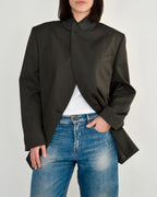 High Neck Blazer - Brown (L)