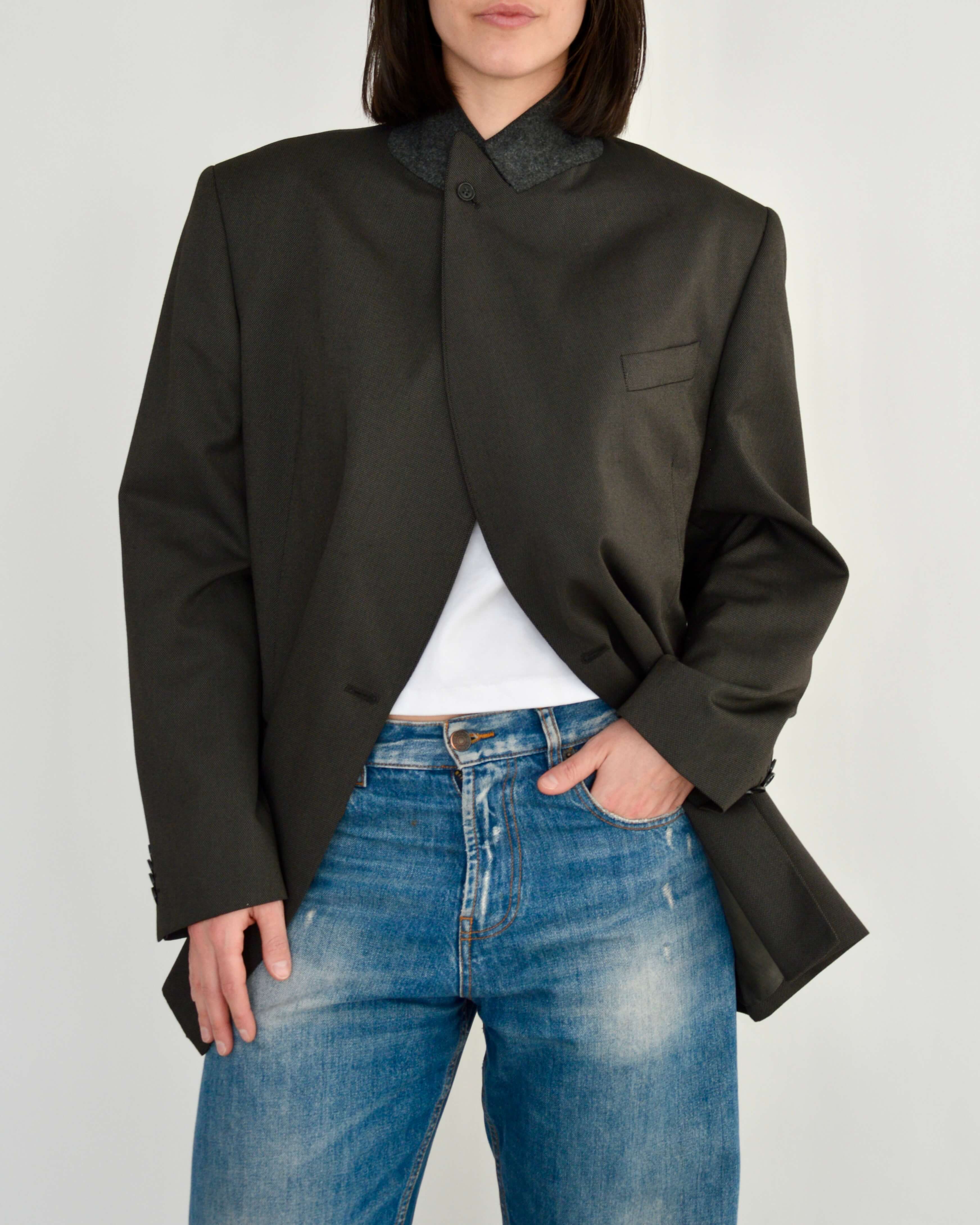 High Neck Blazer - Brown (L)