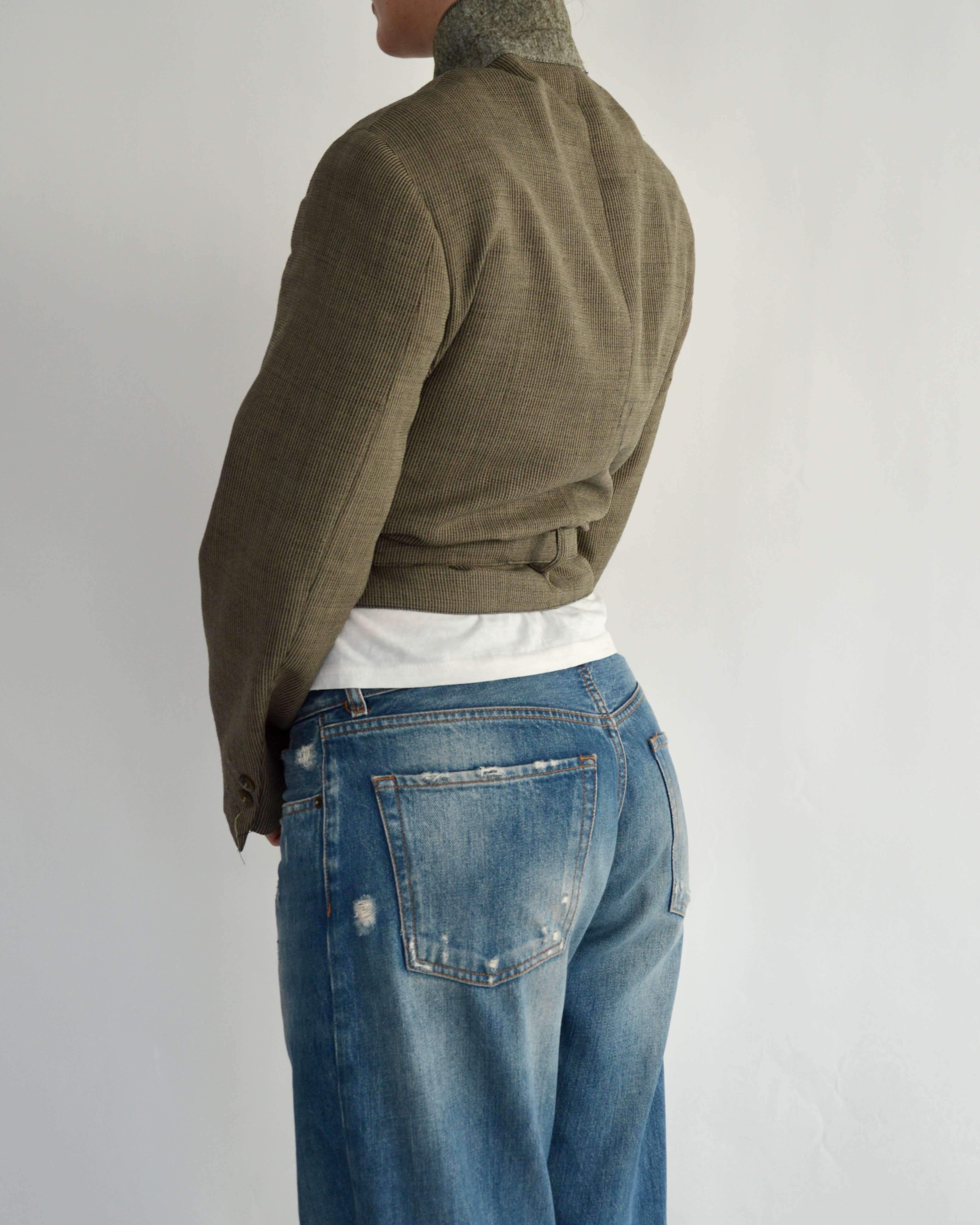 Tied-up Blazer - Textured Beige (S)