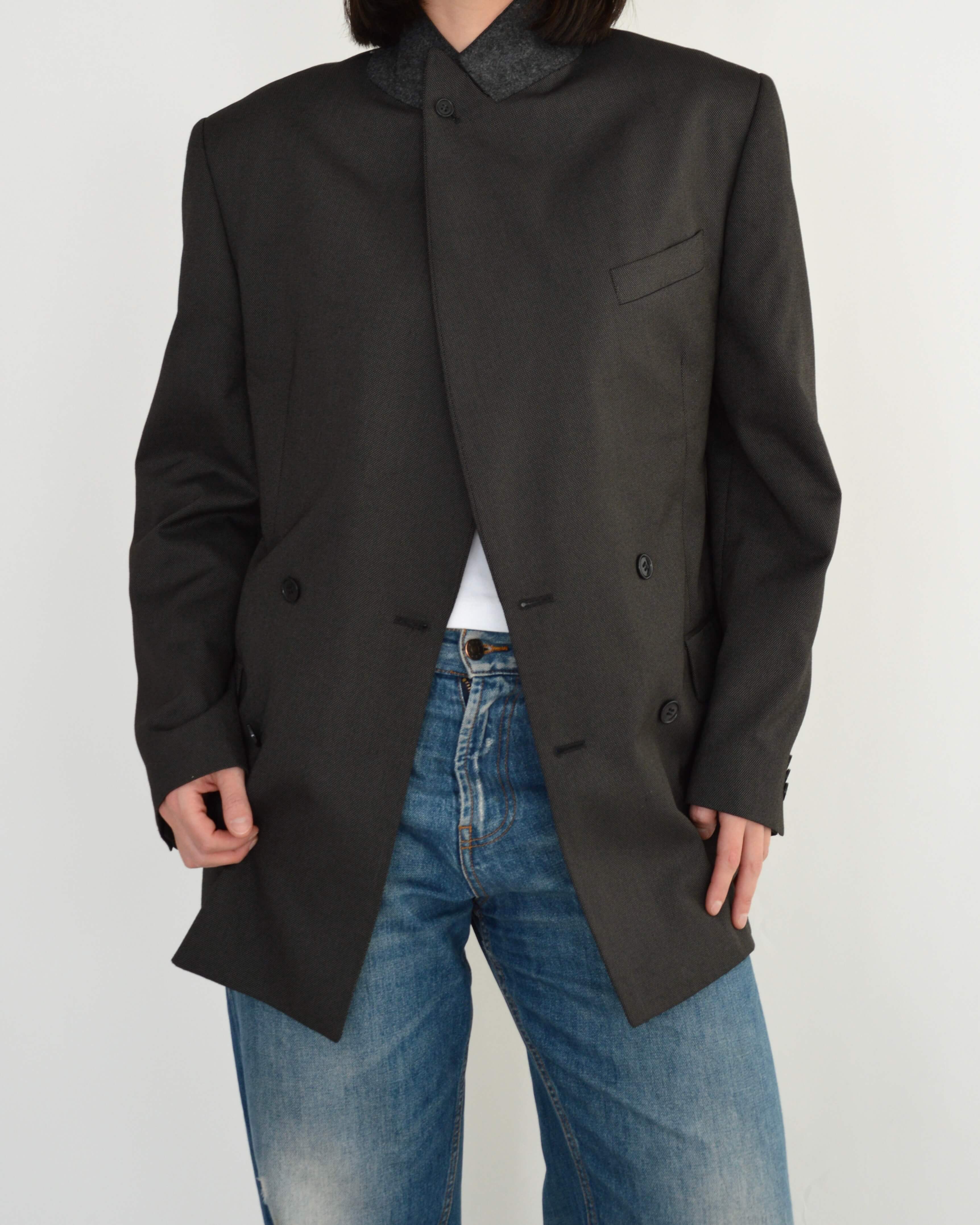 High Neck Blazer - Brown (L)