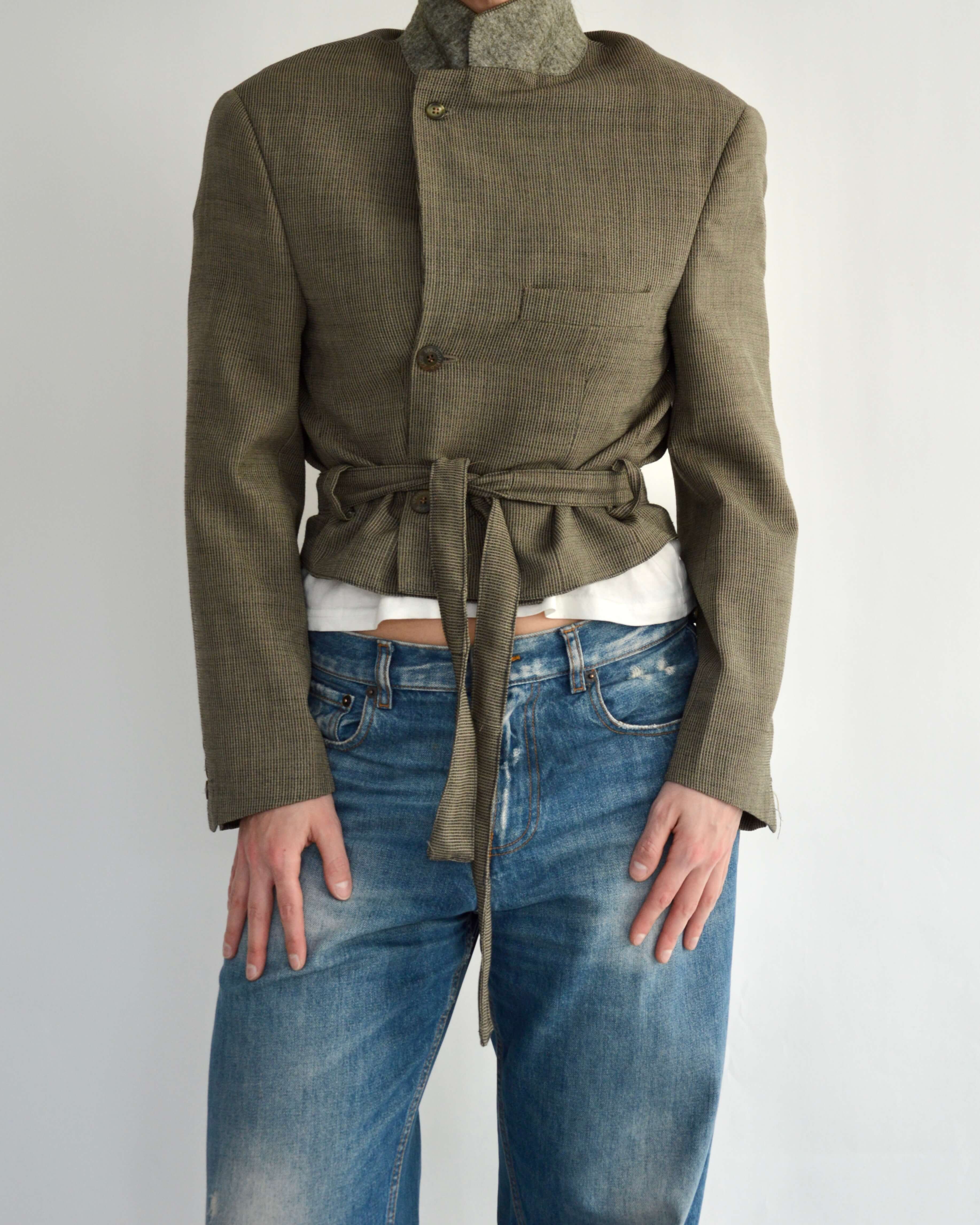 Tied-up Blazer - Textured Beige (S)