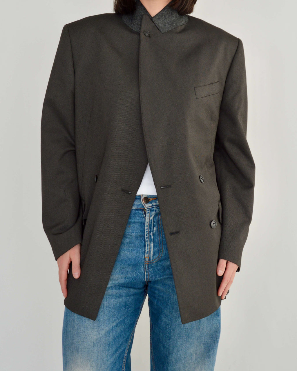 High Neck Blazer - Brown (L)