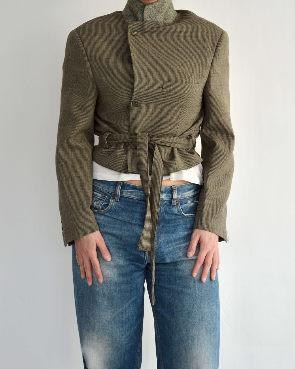 Tied-up Blazer - Textured Beige (S)