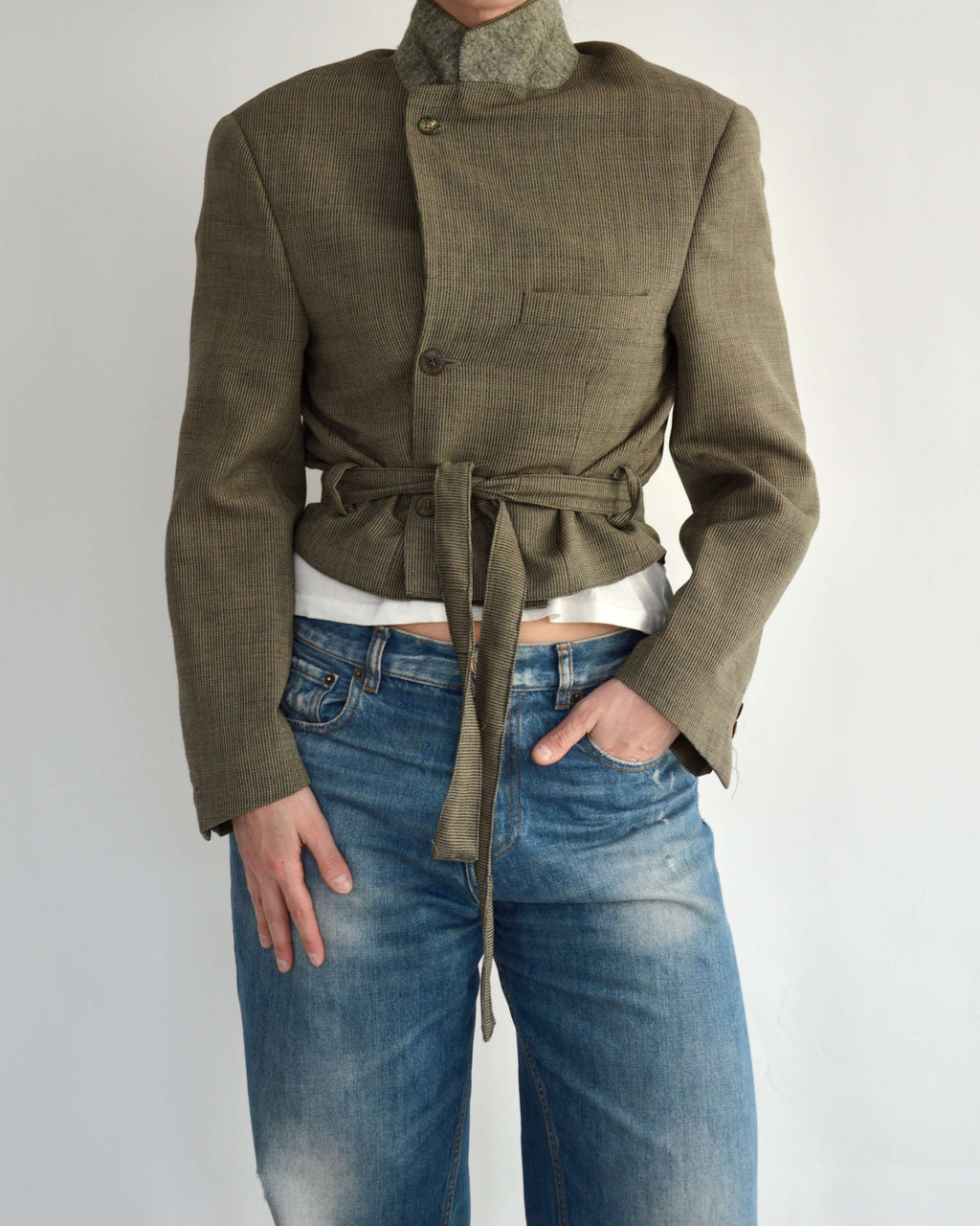 Tied-up Blazer - Textured Beige (S)