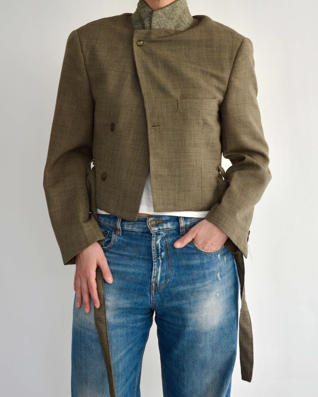 Tied-up Blazer - Textured Beige (S)