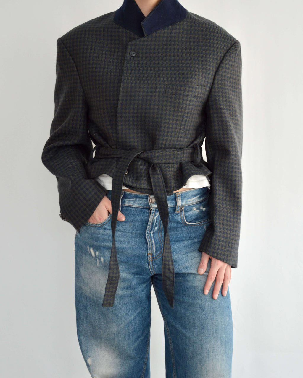 Tied-up Blazer - Blue and Purple (L)