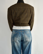 Tied-up Blazer - Dark Green Blue Lines (M)