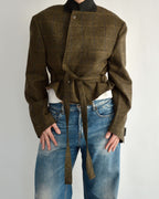 Tied-up Blazer - Dark Green Blue Lines (M)