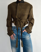 Tied-up Blazer - Dark Green Blue Lines (M)