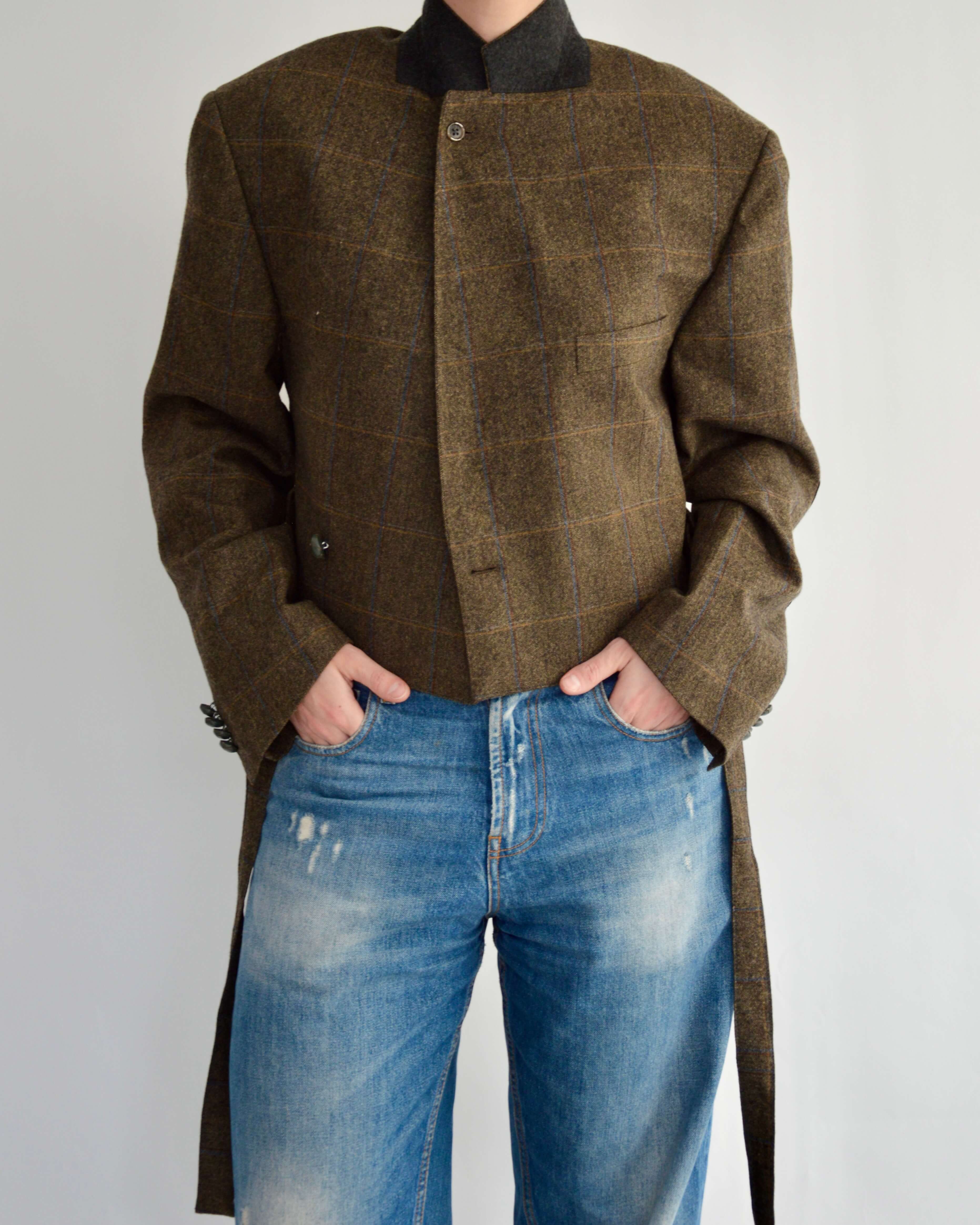 Tied-up Blazer - Dark Green Blue Lines (M)