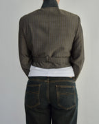 Tied-up Blazer - Brown Blue Stripes (XS)