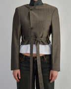Tied-up Blazer - Brown Blue Stripes (XS)