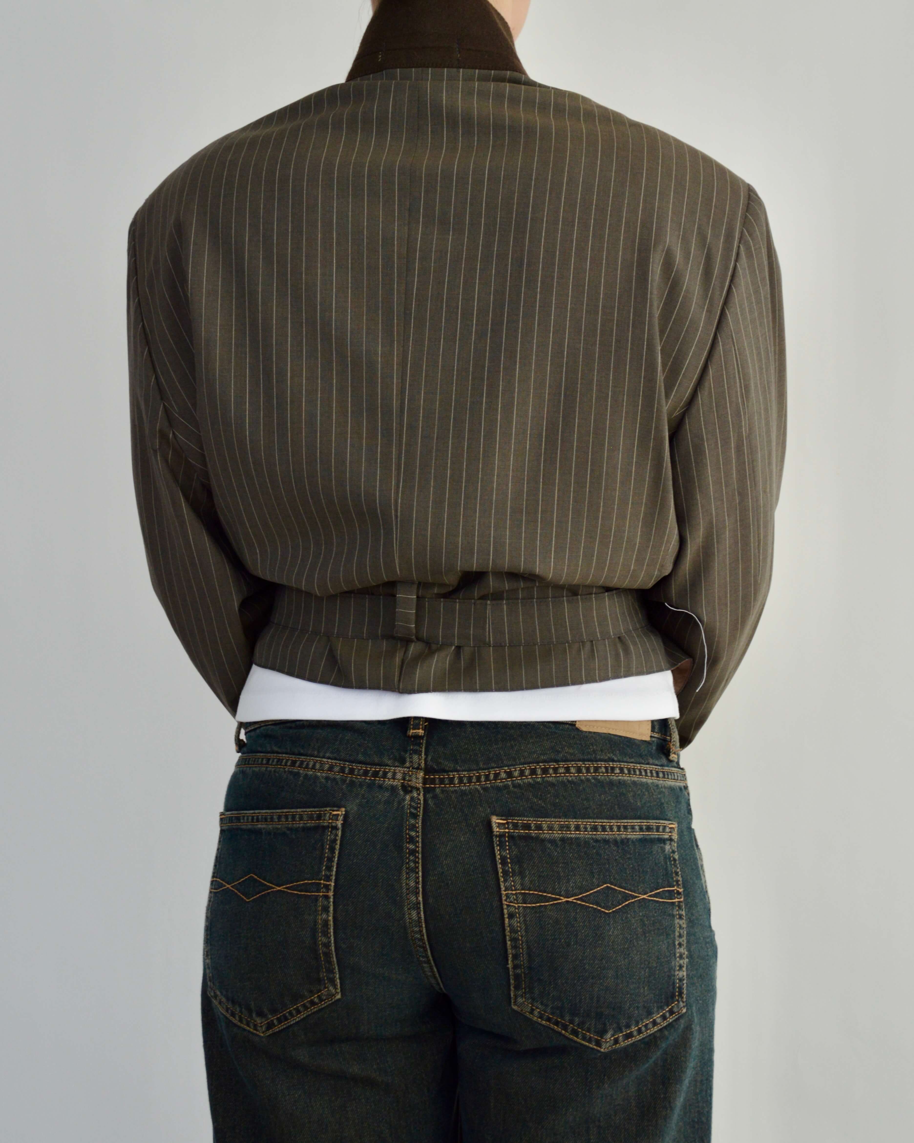 Tied-up Blazer - Brown Stripped (L)