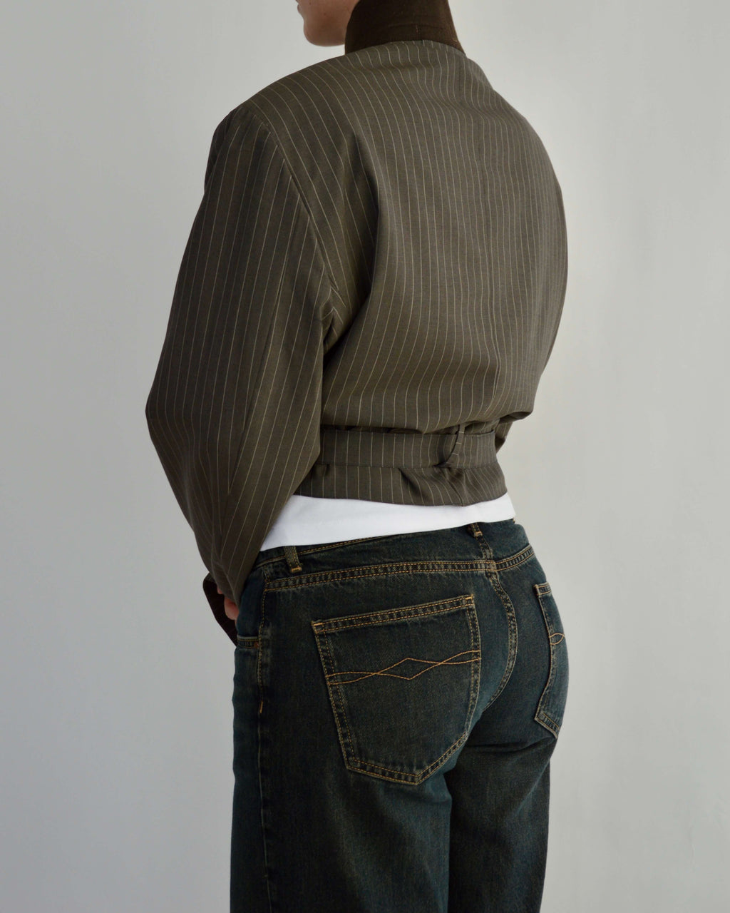 Tied-up Blazer - Brown Stripped (L)