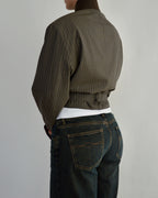 Tied-up Blazer - Brown Stripped (L)