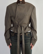 Tied-up Blazer - Brown Stripped (L)
