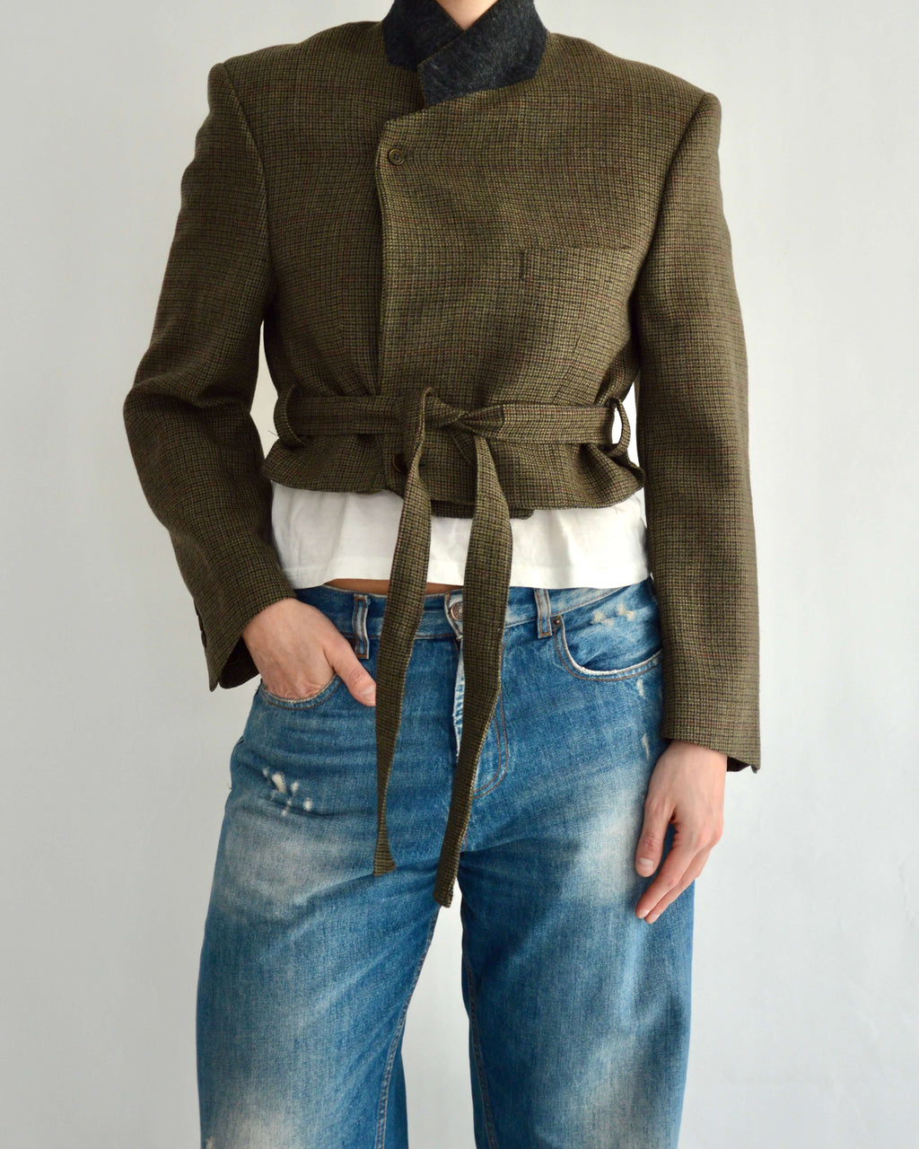 Tied-up Blazer - Textured Green (S)