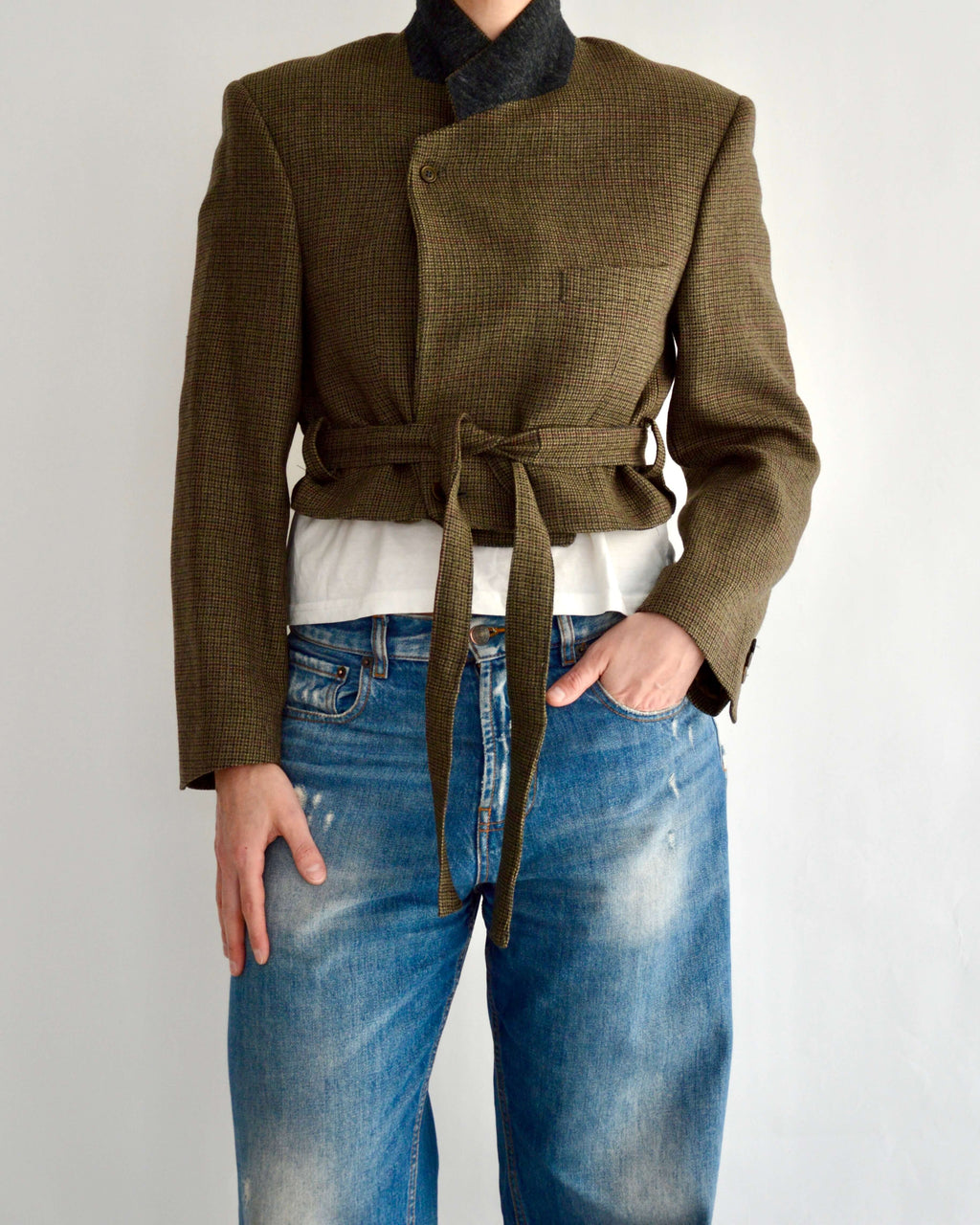 Tied-up Blazer - Textured Green (S)