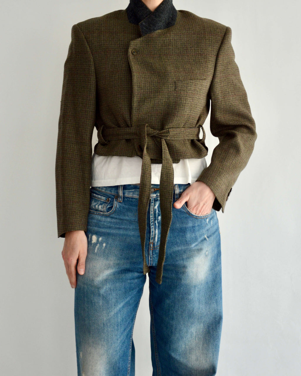 Tied-up Blazer - Textured Green (S)