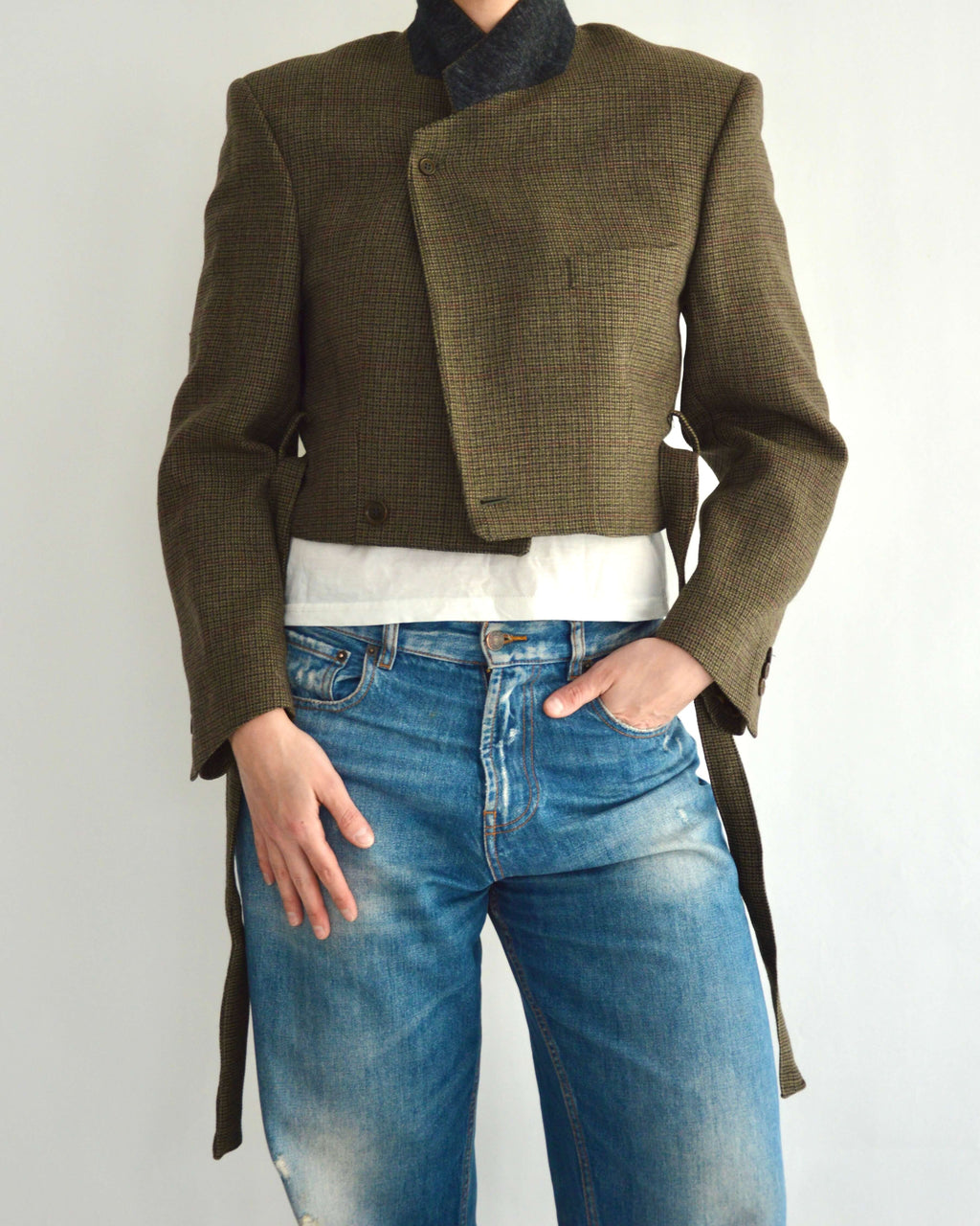 Tied-up Blazer - Textured Green (S)