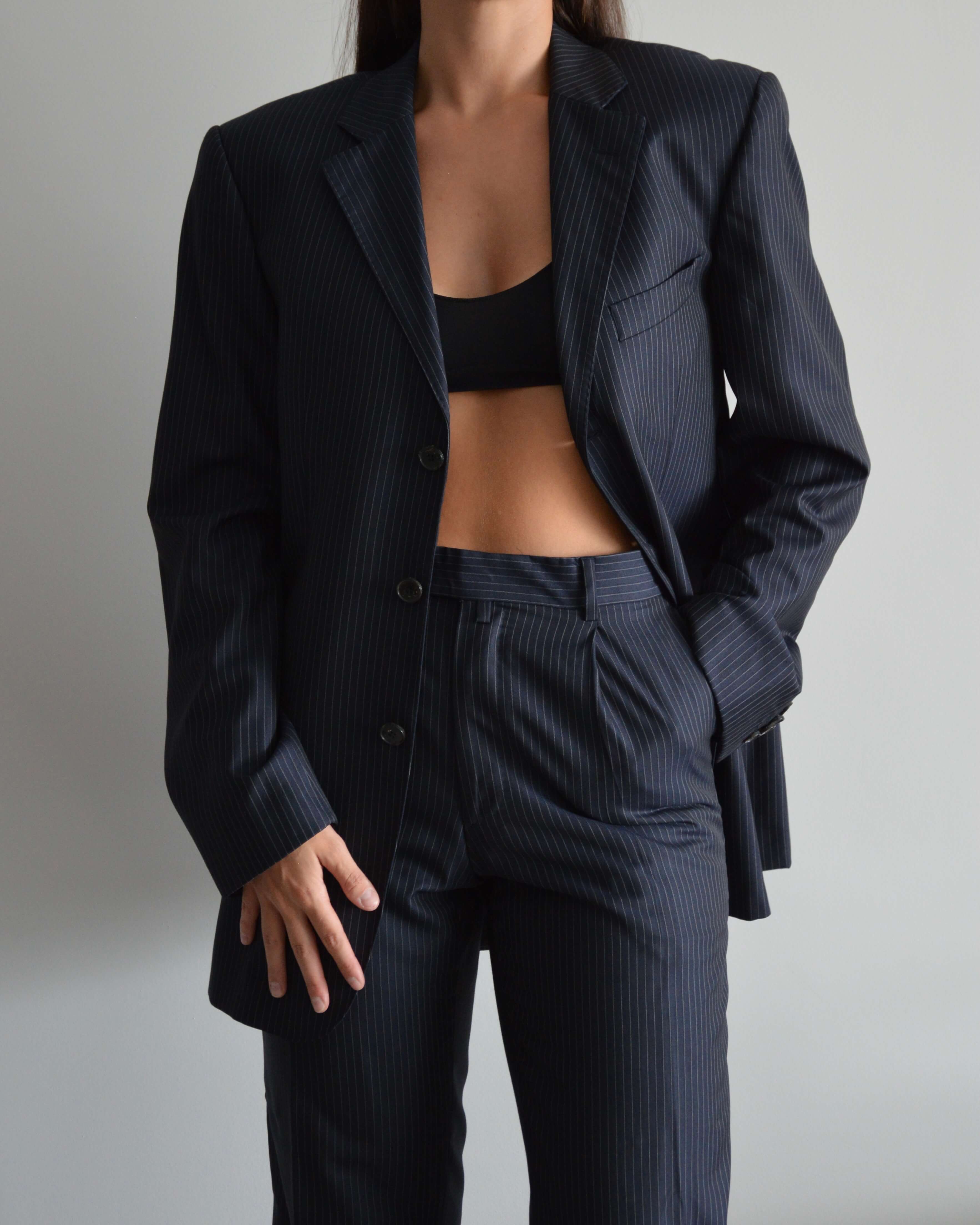 Vegan Suit - Navy White Lines (XS/M)