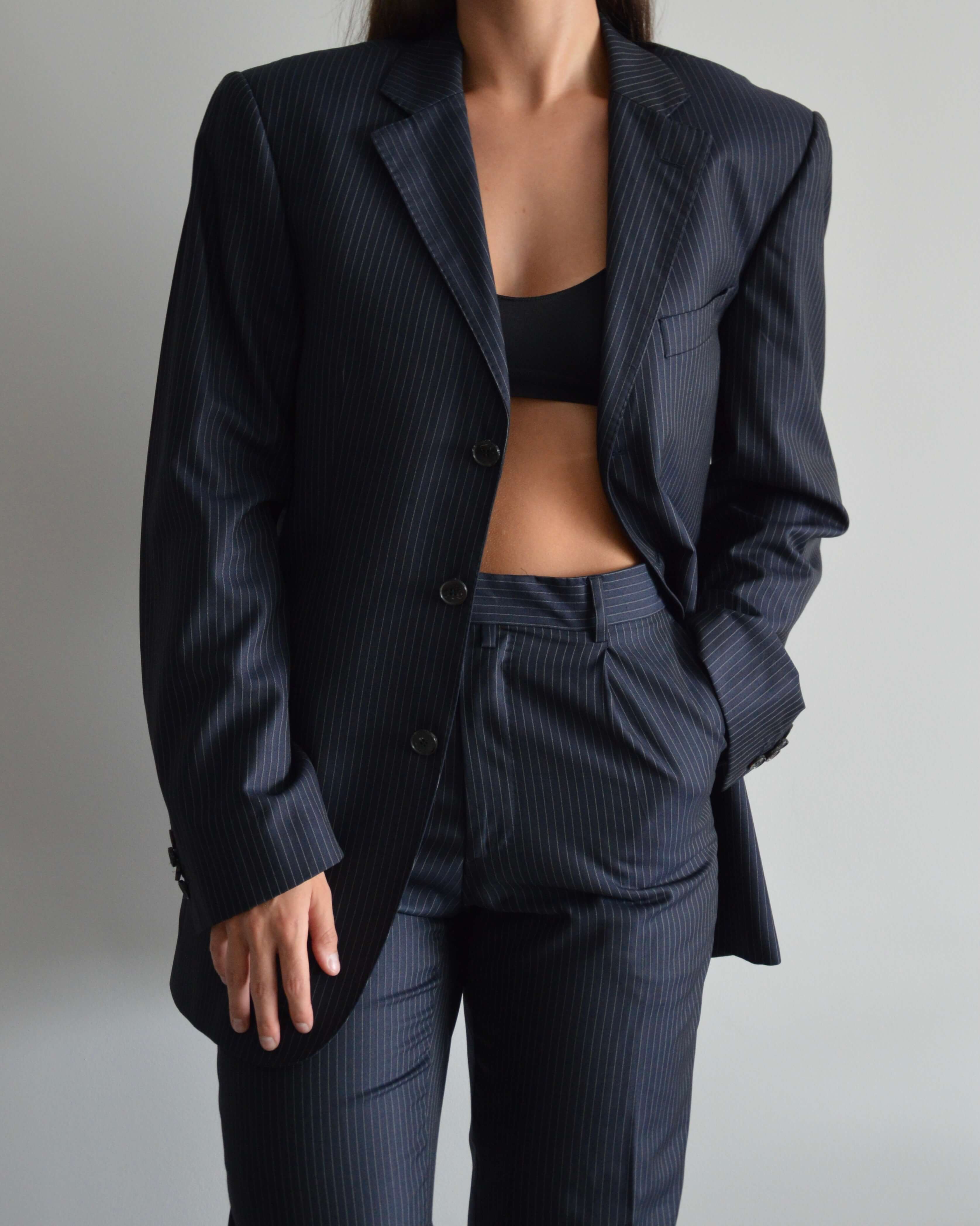 Vegan Suit - Navy White Lines (XS/M)