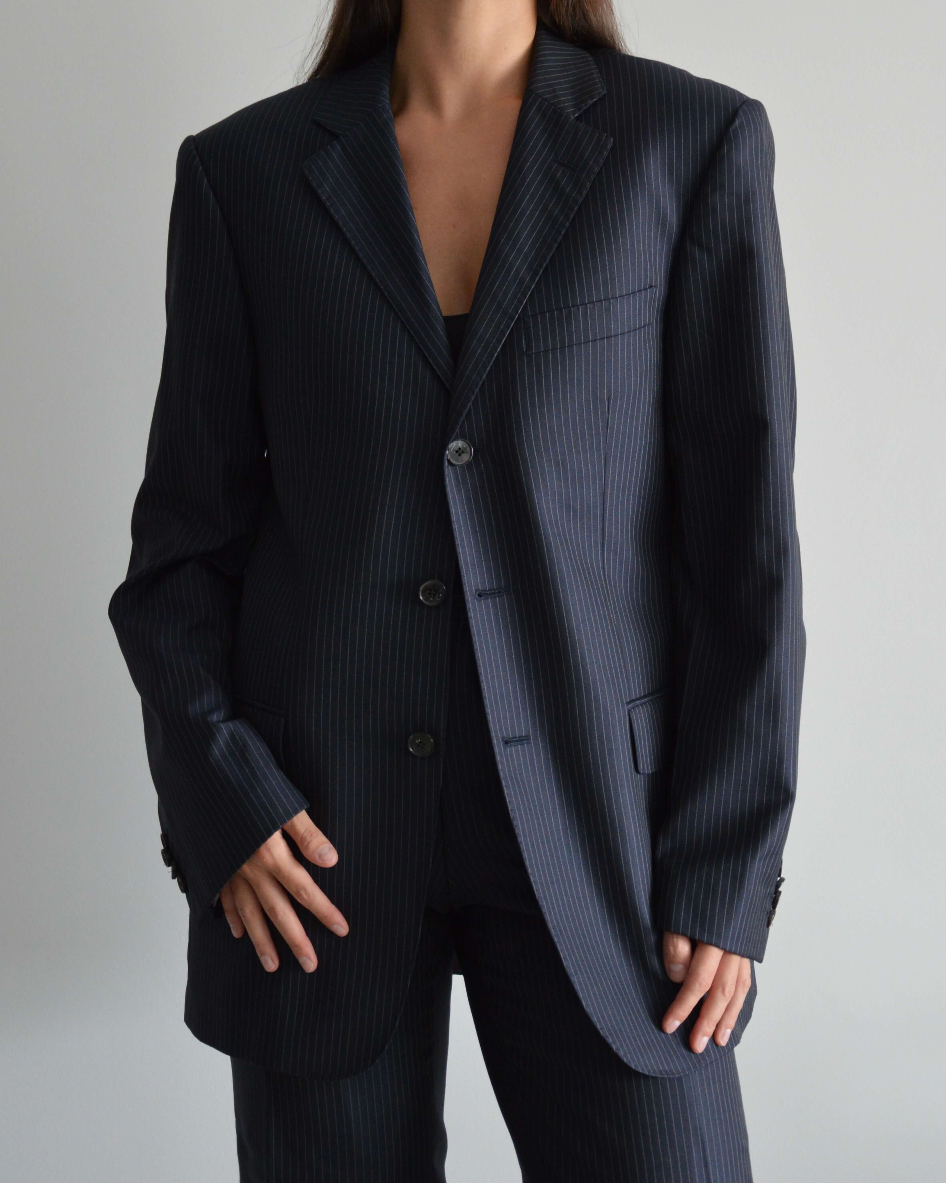 Vegan Suit - Navy White Lines (XS/M)