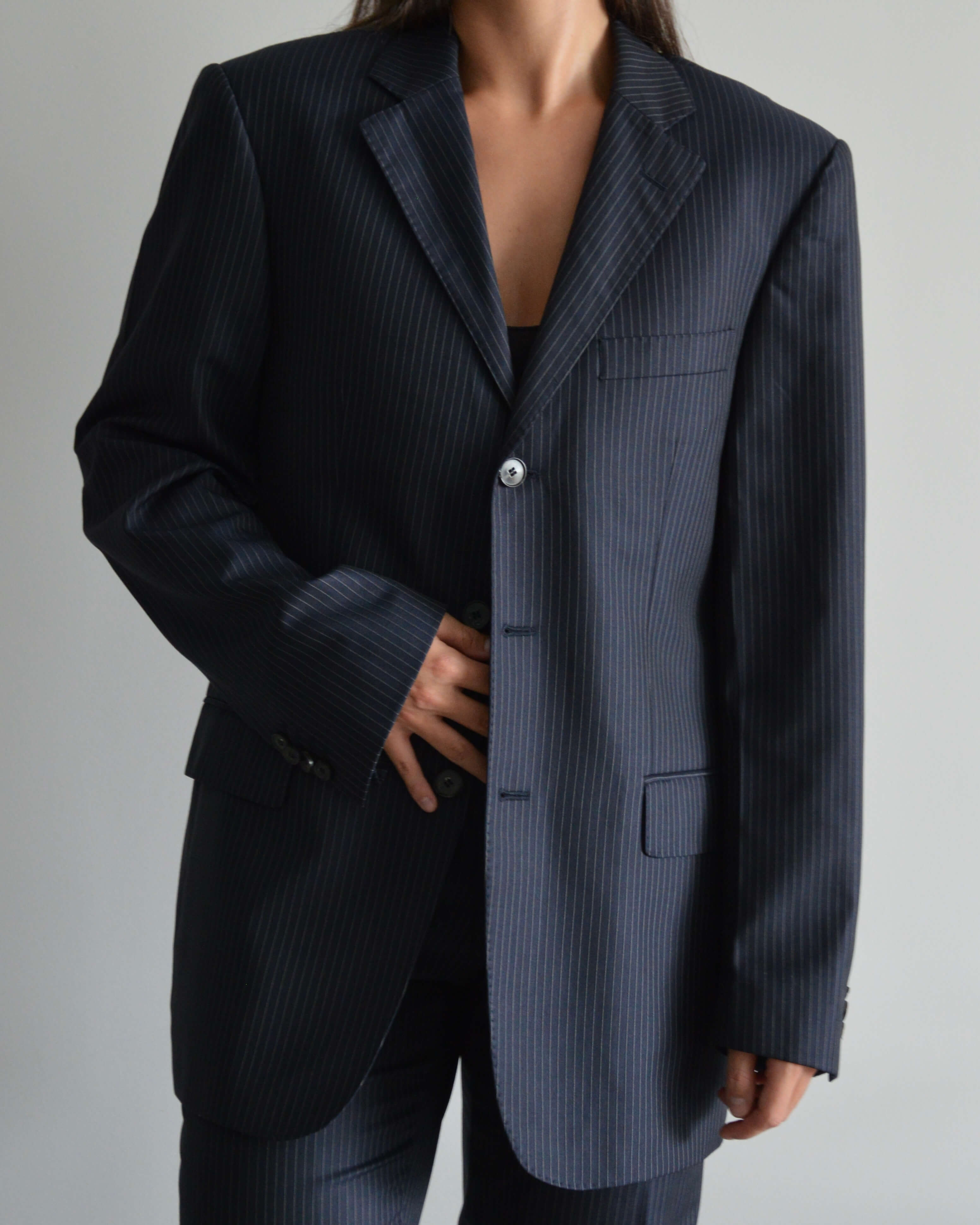 Vegan Suit - Navy White Lines (XS/M)