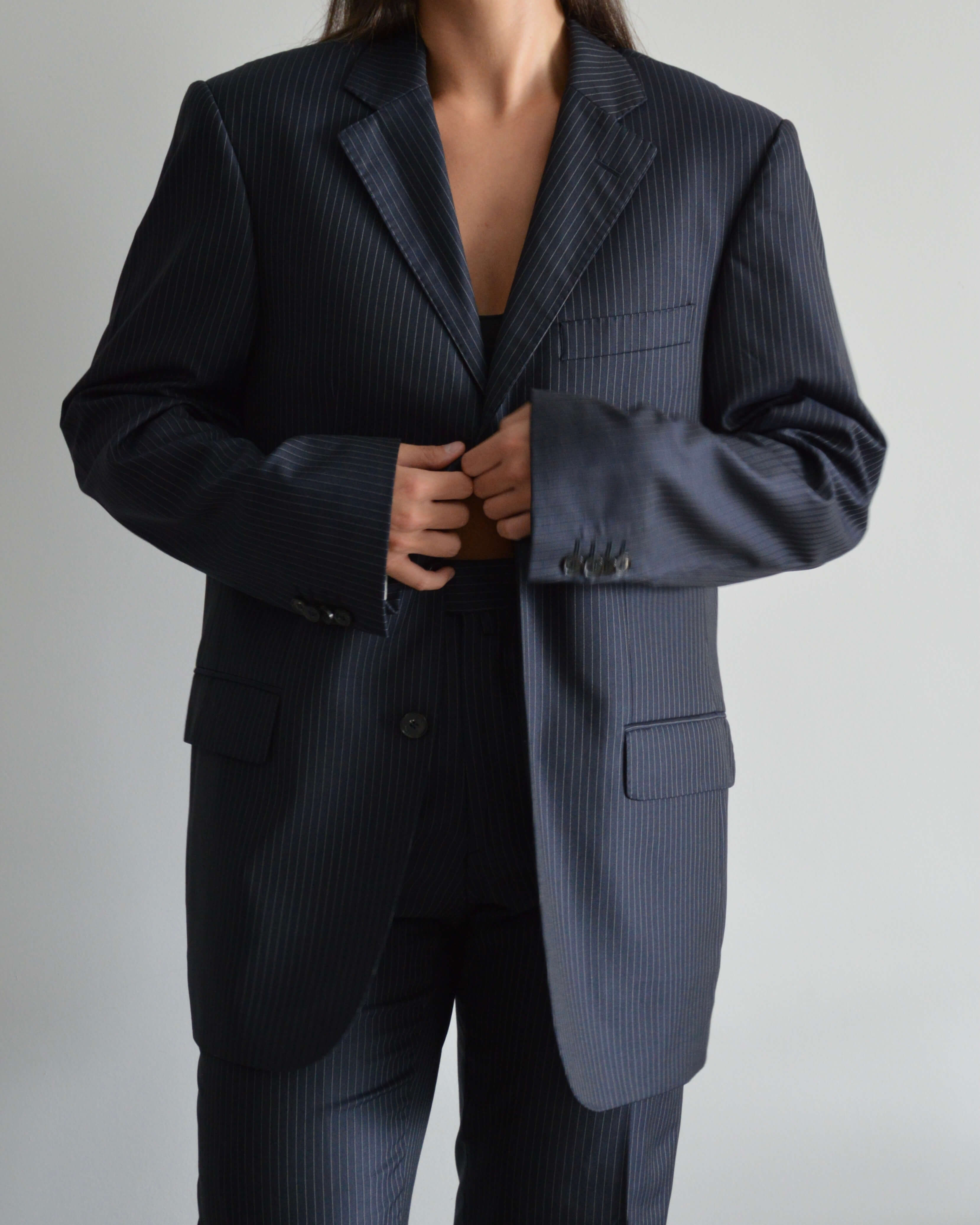 Vegan Suit - Navy White Lines (XS/M)
