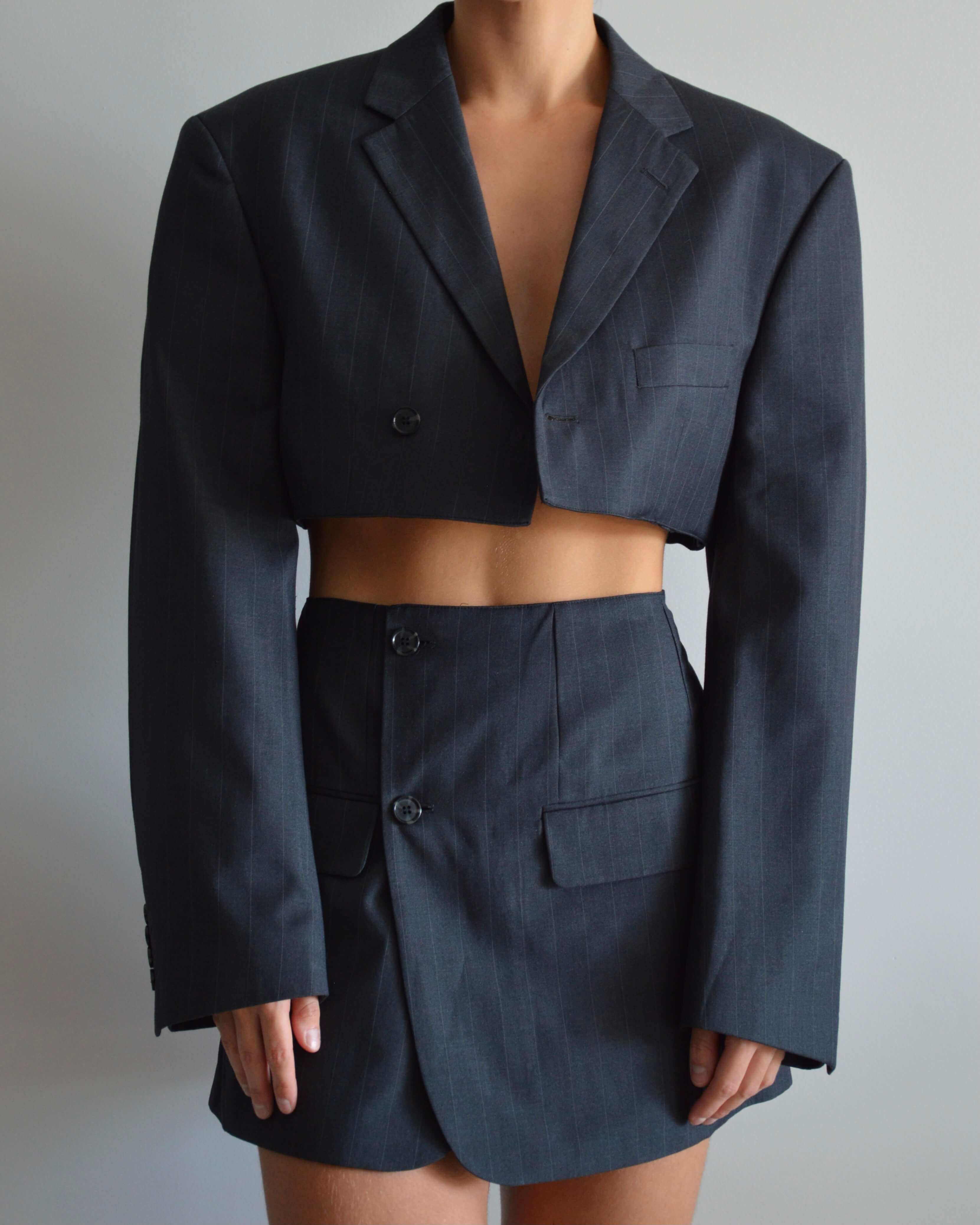 Chaqueta y chaleco veganos - Gris oscuro (M)